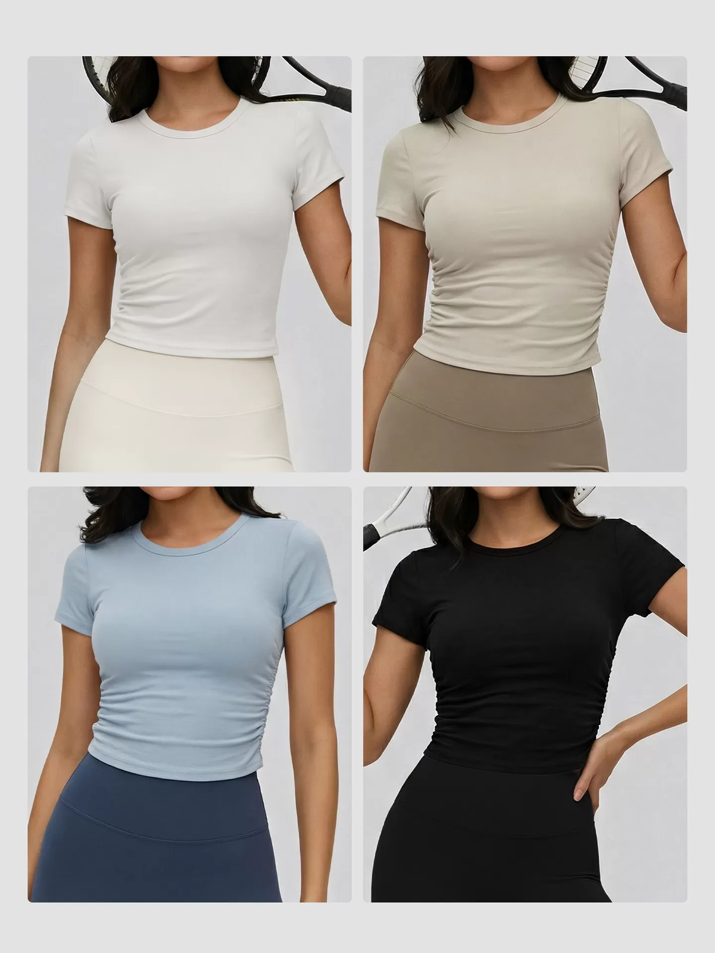 Custom Breathable Short Sleeved Tight Sports Yoga T-shirt Athletic Workout Wear Gym Running Yoga Top for Women FGBDWY116135