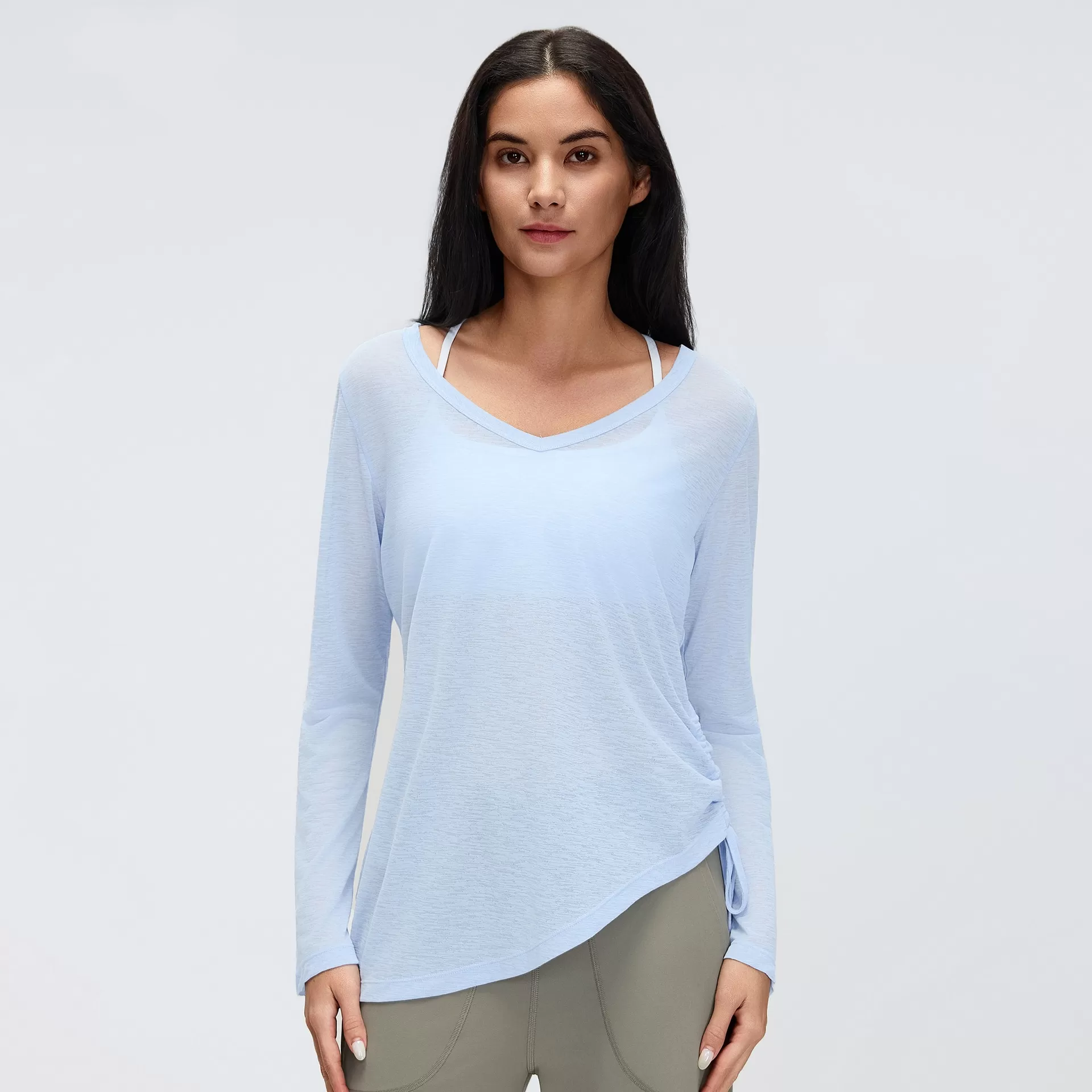Baby blue long sleeves tops 