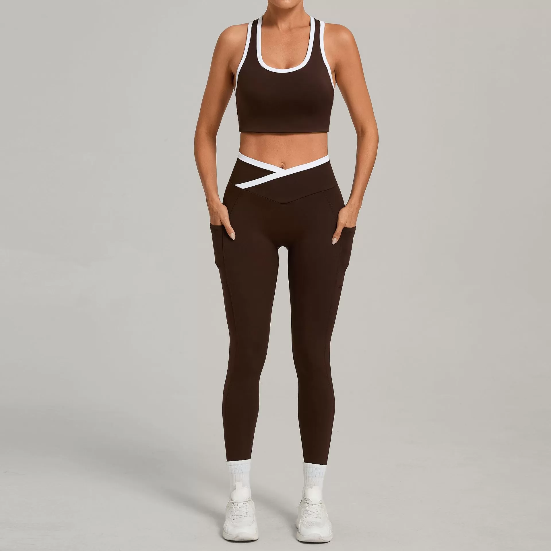 Women Yoga Set 2 Pcs Sports Fashion Elastic Waist Fitness Custom Yoga Set for Sale Women Fitness Women's Sets FGB4012+28402