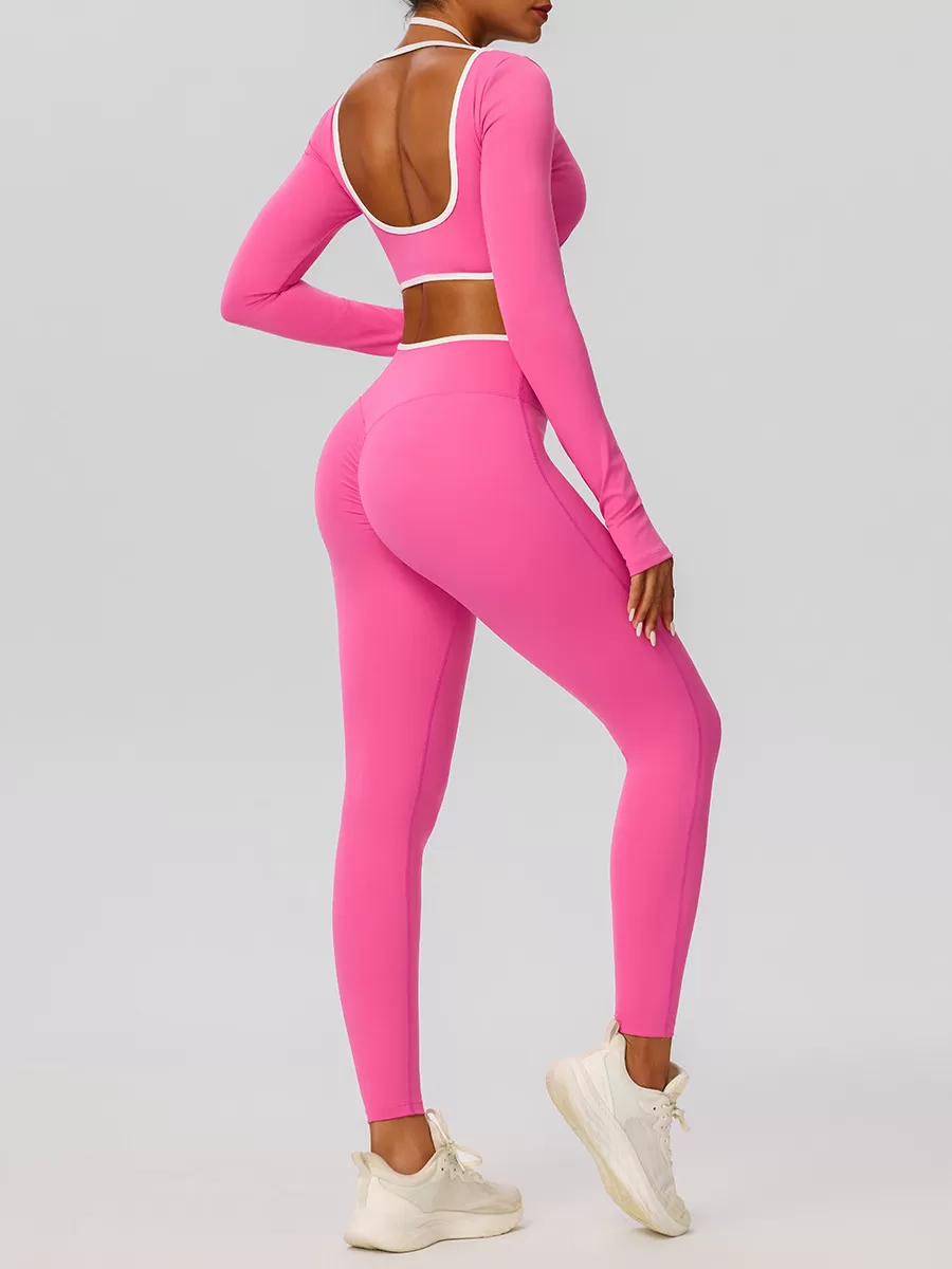 Gym Wear Yoga Activewear Workout Sets Fitness Women 2 Piece Long Sleeve Leggings Set Women Clothing FGB52546+52347