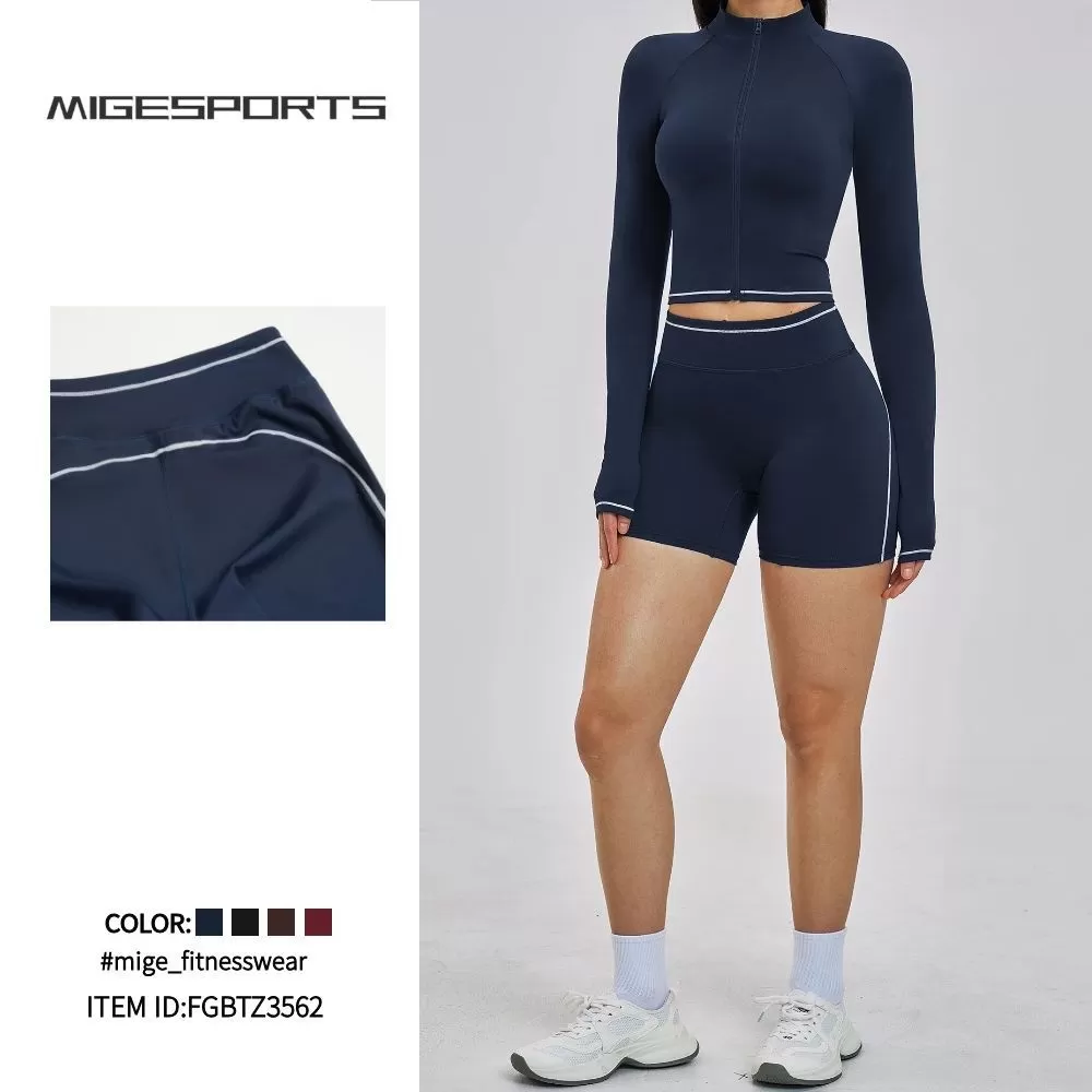 Custom Yoga Sets for Women Shorts Workout Running Activewear Gym Wear Yoga Jacket Set FGBTZ3562