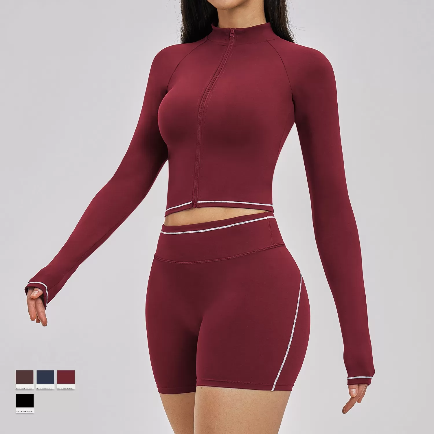 Custom Yoga Sets for Women Shorts Workout Running Activewear Gym Wear Yoga Jacket Set FGBTZ3562