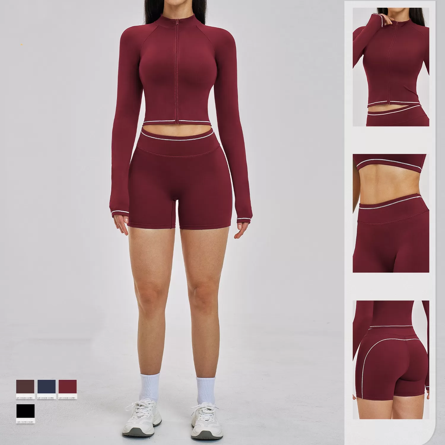 Custom Yoga Sets for Women Shorts Workout Running Activewear Gym Wear Yoga Jacket Set FGBTZ3562