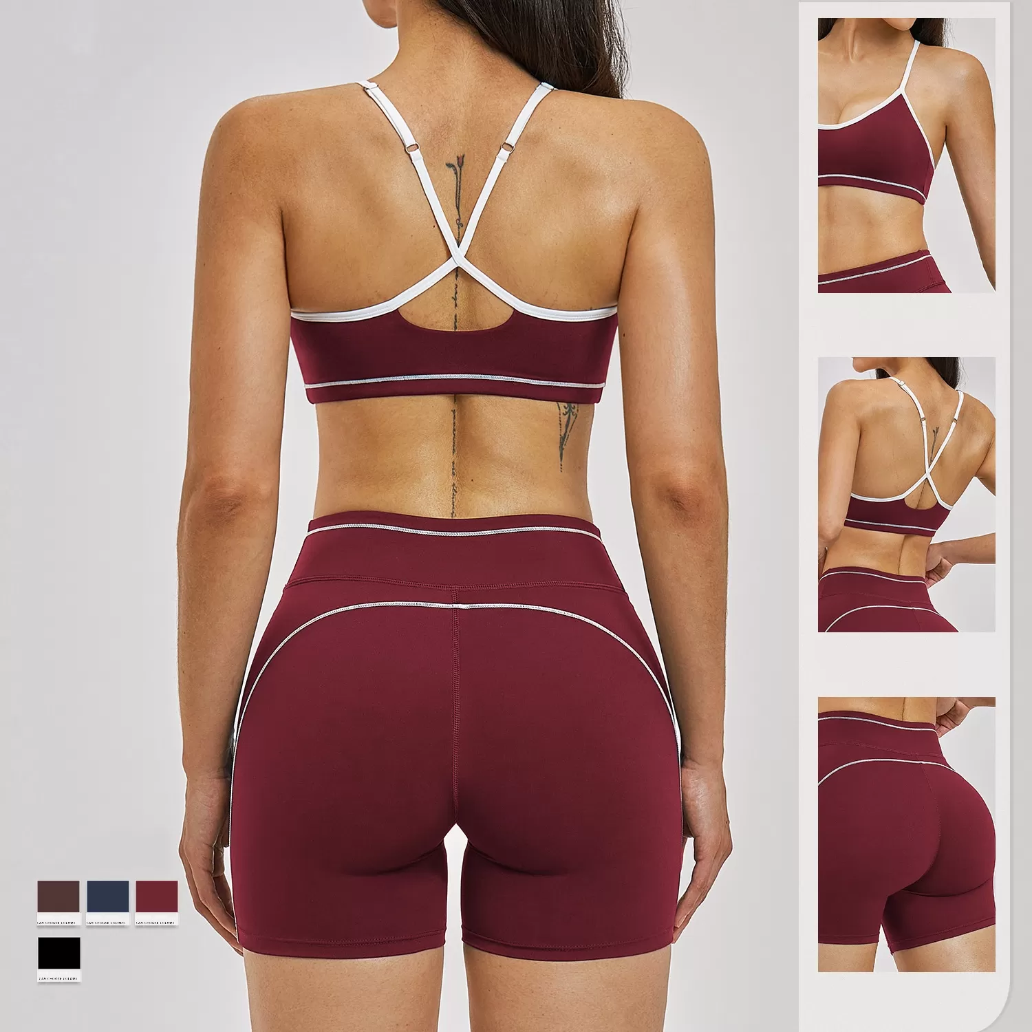 Gym Fitness Top Sports Bra Workout Shorts Wear Women's 2pcs Yoga Set FGBTZ3562