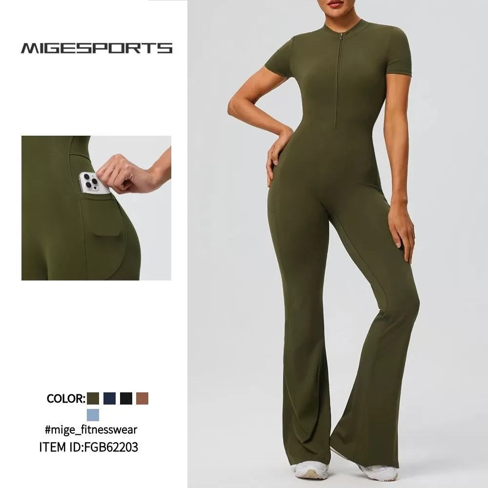 Women's Zip-Up Yoga Bodysuit Gym Jumpsuit for Sports & Fitness Naked Feeling Bodysuits Jumpsuits FGB62203