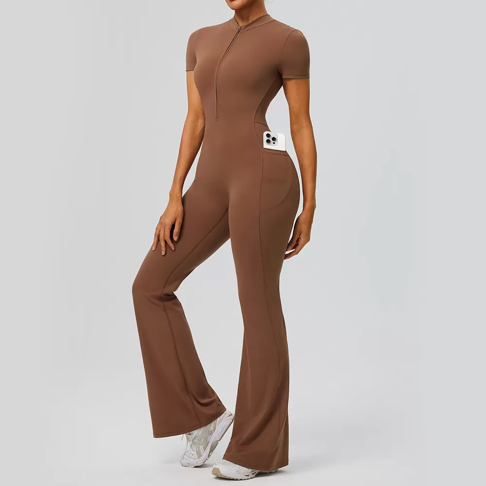 Women's Zip-Up Yoga Bodysuit Gym Jumpsuit for Sports & Fitness Naked Feeling Bodysuits Jumpsuits FGB62203