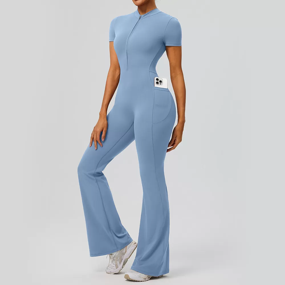 Women's Zip-Up Yoga Bodysuit Gym Jumpsuit for Sports & Fitness Naked Feeling Bodysuits Jumpsuits FGB62203