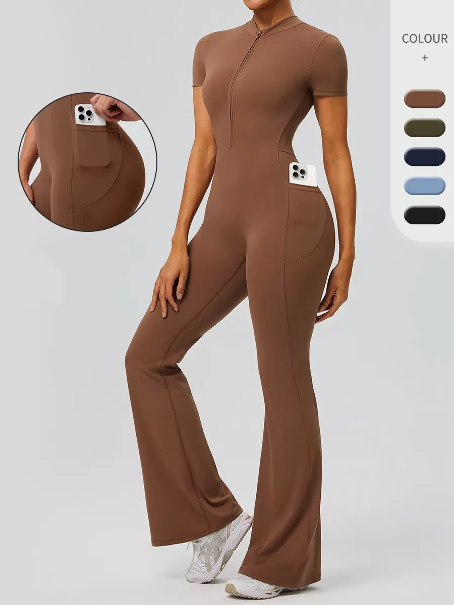 Women's Zip-Up Yoga Bodysuit Gym Jumpsuit for Sports & Fitness Naked Feeling Bodysuits Jumpsuits FGB62203