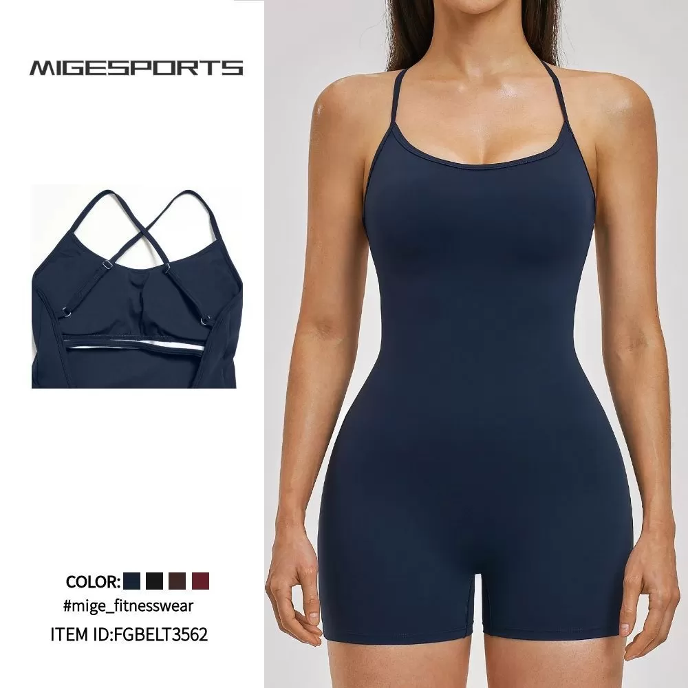 Women's Jumpsuit Hollow Back Open Back Yoga Suit Sports Running Fitness Jumpsuit Solid FGBELT3562