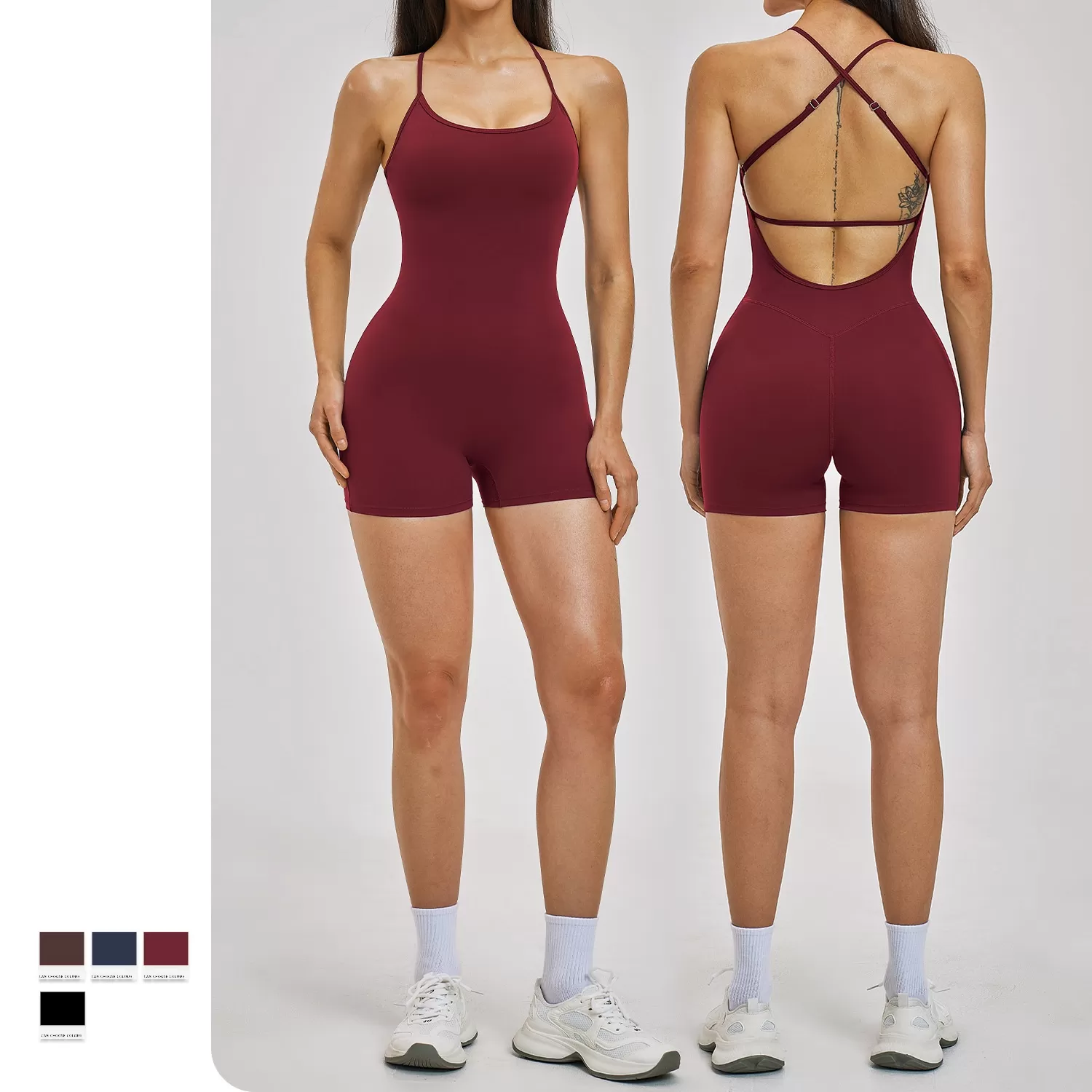 Women's Jumpsuit Hollow Back Open Back Yoga Suit Sports Running Fitness Jumpsuit Solid FGBELT3562