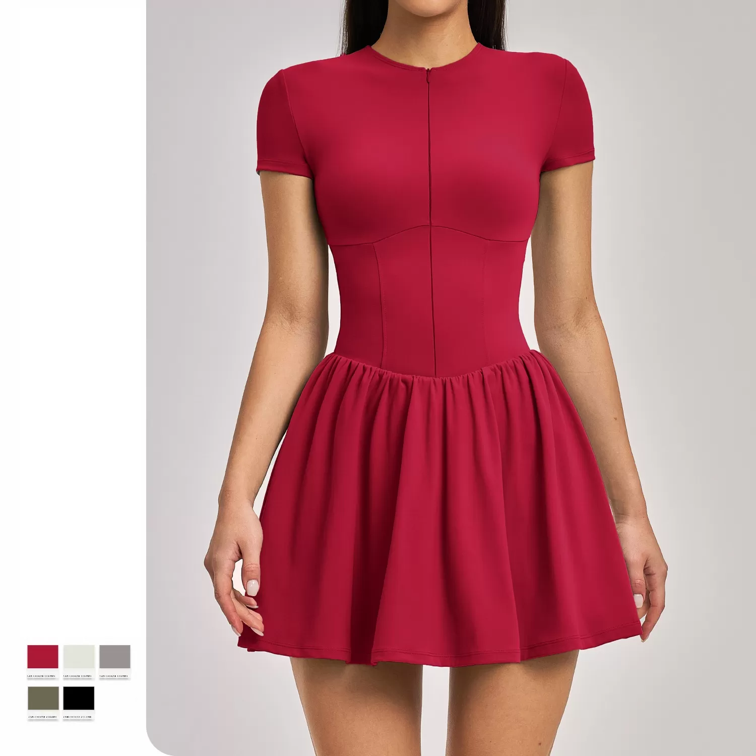 Women's Summer Short Sleeve Sports Workout Dresses New Stretch  Golf Tennis Dresses FGBFLT9576