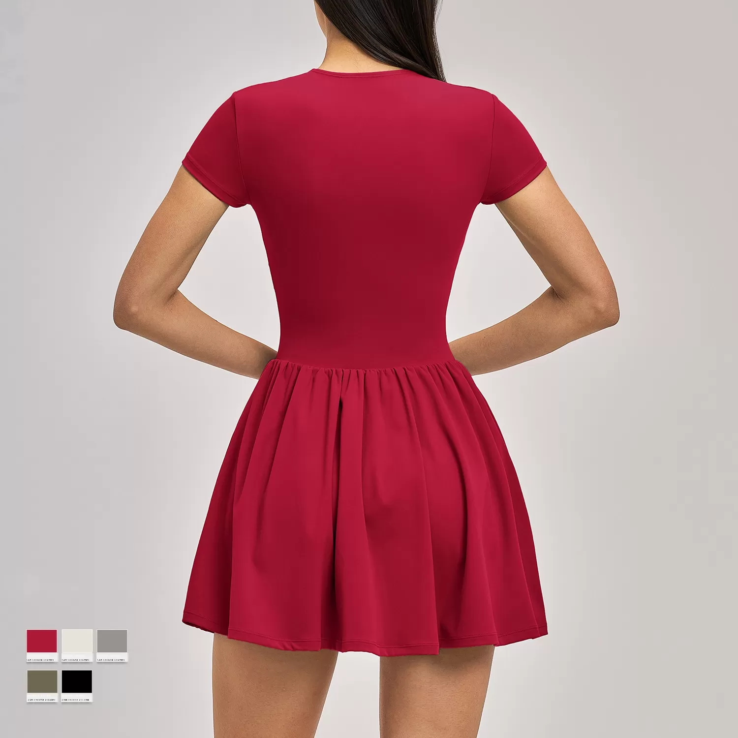 Women's Summer Short Sleeve Sports Workout Dresses New Stretch  Golf Tennis Dresses FGBFLT9576