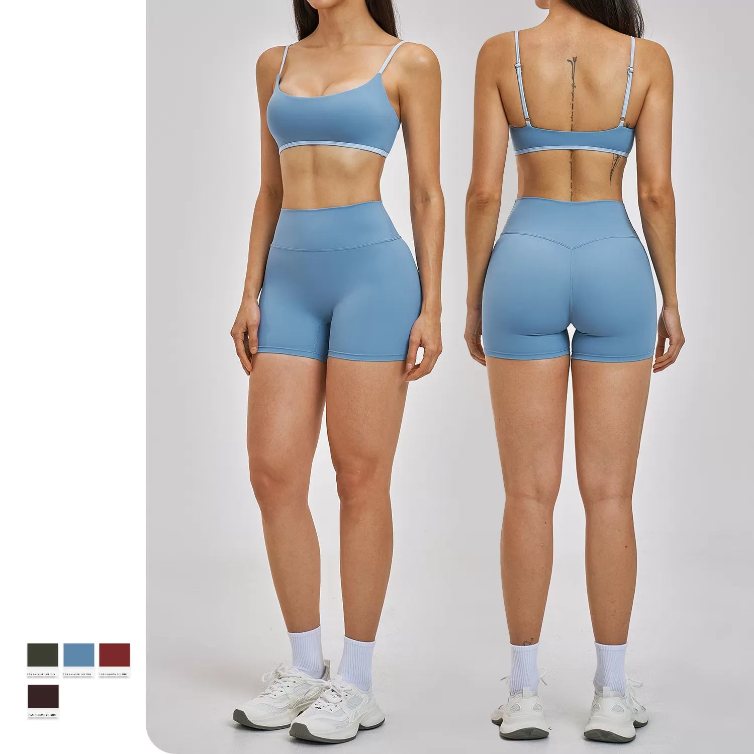 Women Yoga Shorts Bra Set Four-Way Stretch Breathable 2-Piece Workout Set FGBTZ6116