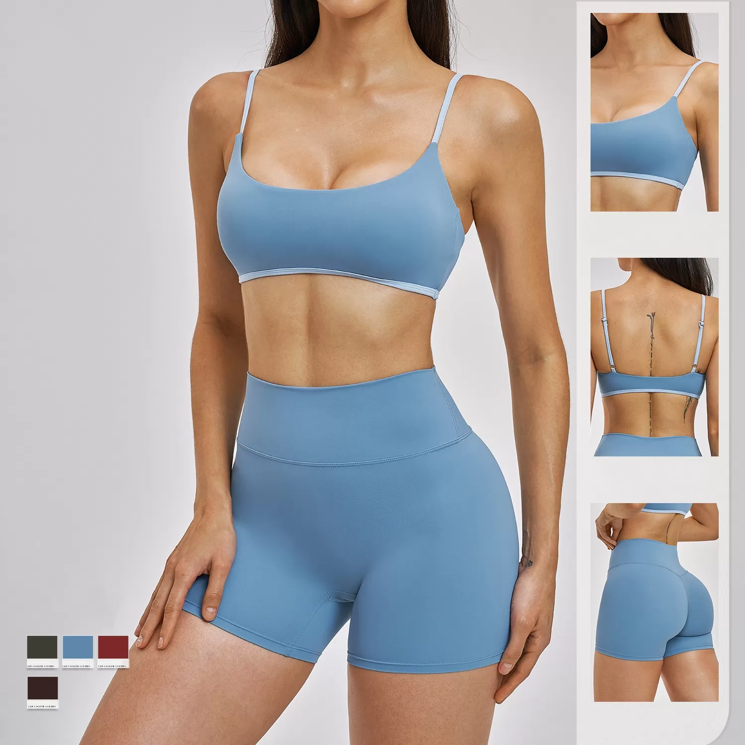 Women Yoga Shorts Bra Set Four-Way Stretch Breathable 2-Piece Workout Set FGBTZ6116