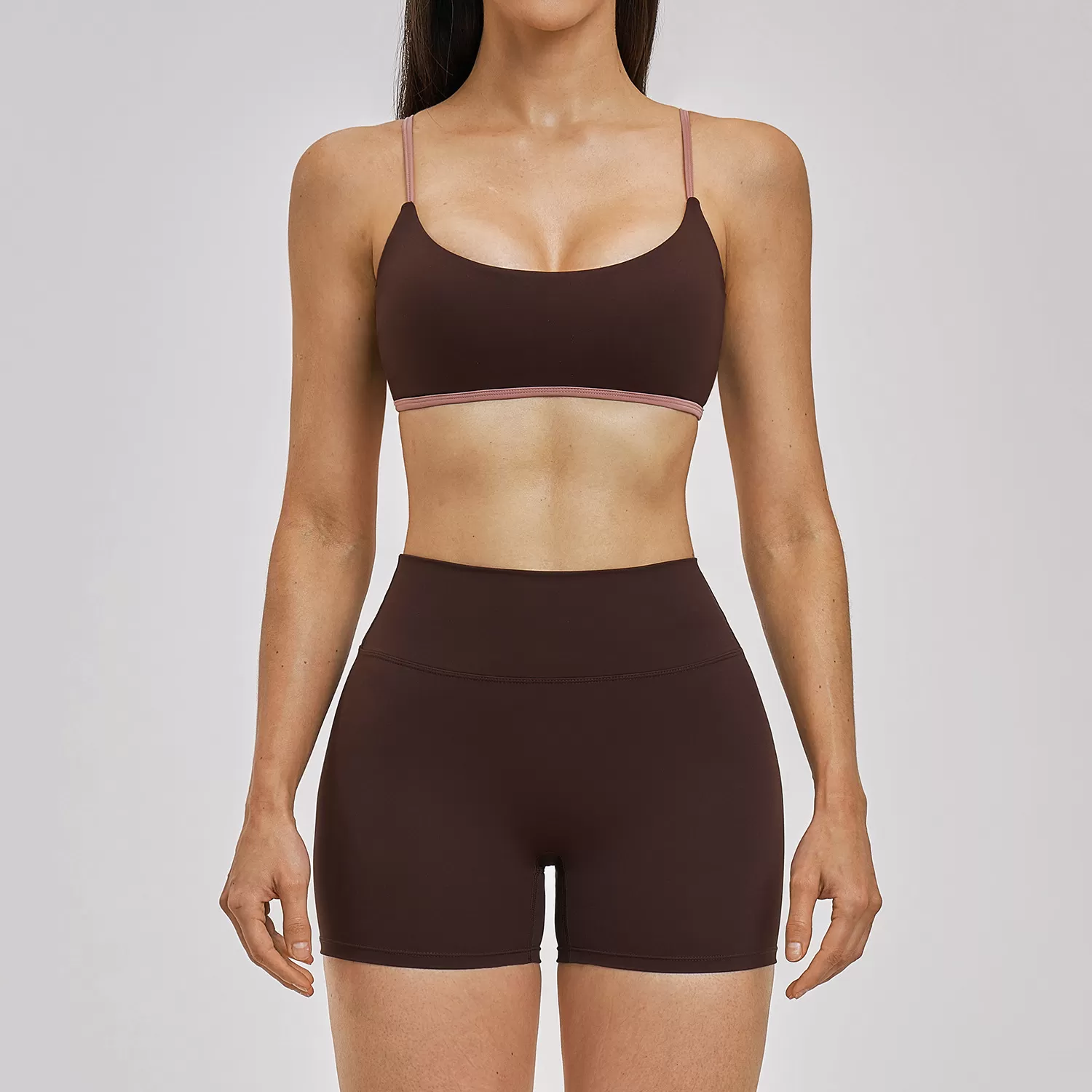 Women Yoga Shorts Bra Set Four-Way Stretch Breathable 2-Piece Workout Set FGBTZ6116