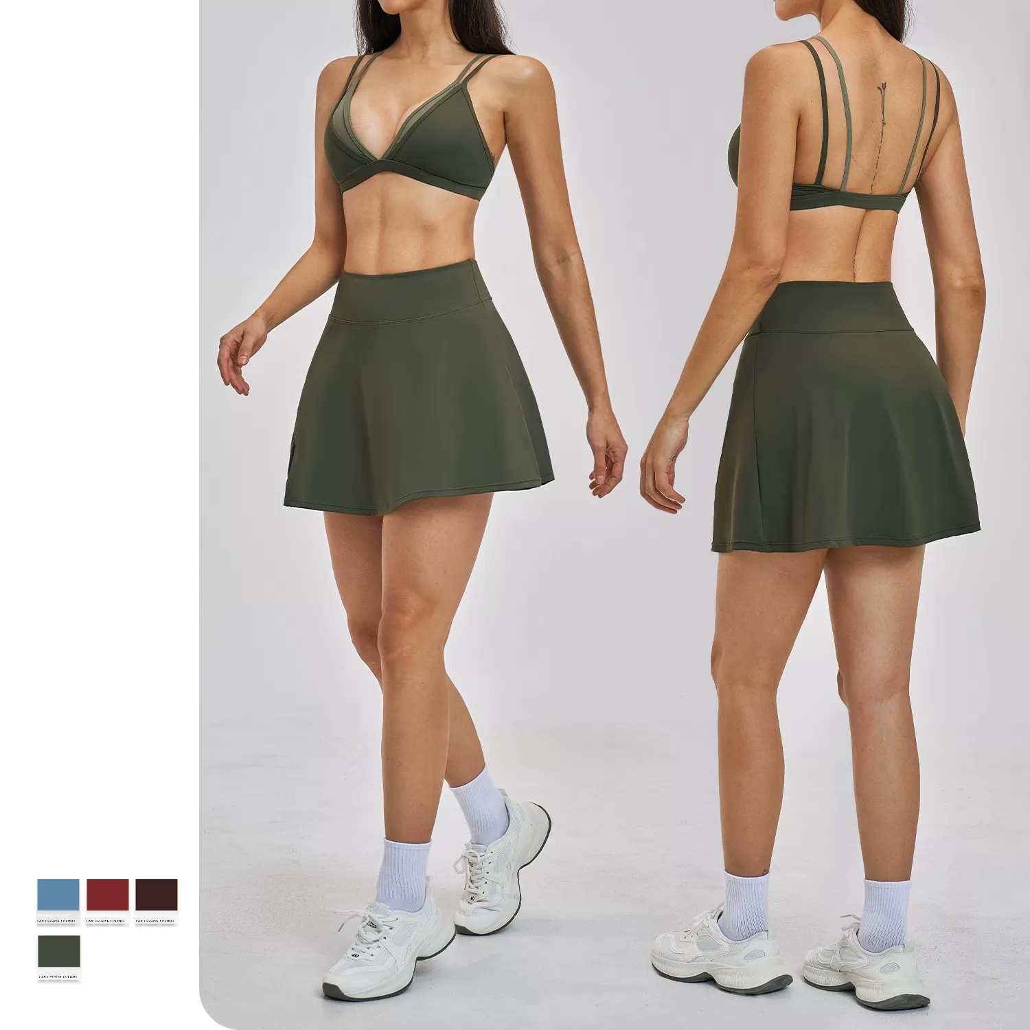 Women Active Wear Yoga Bra and Shorts Set Casual Fitness Tennis Skirts Suits Yoga Sets FGBTZ6116