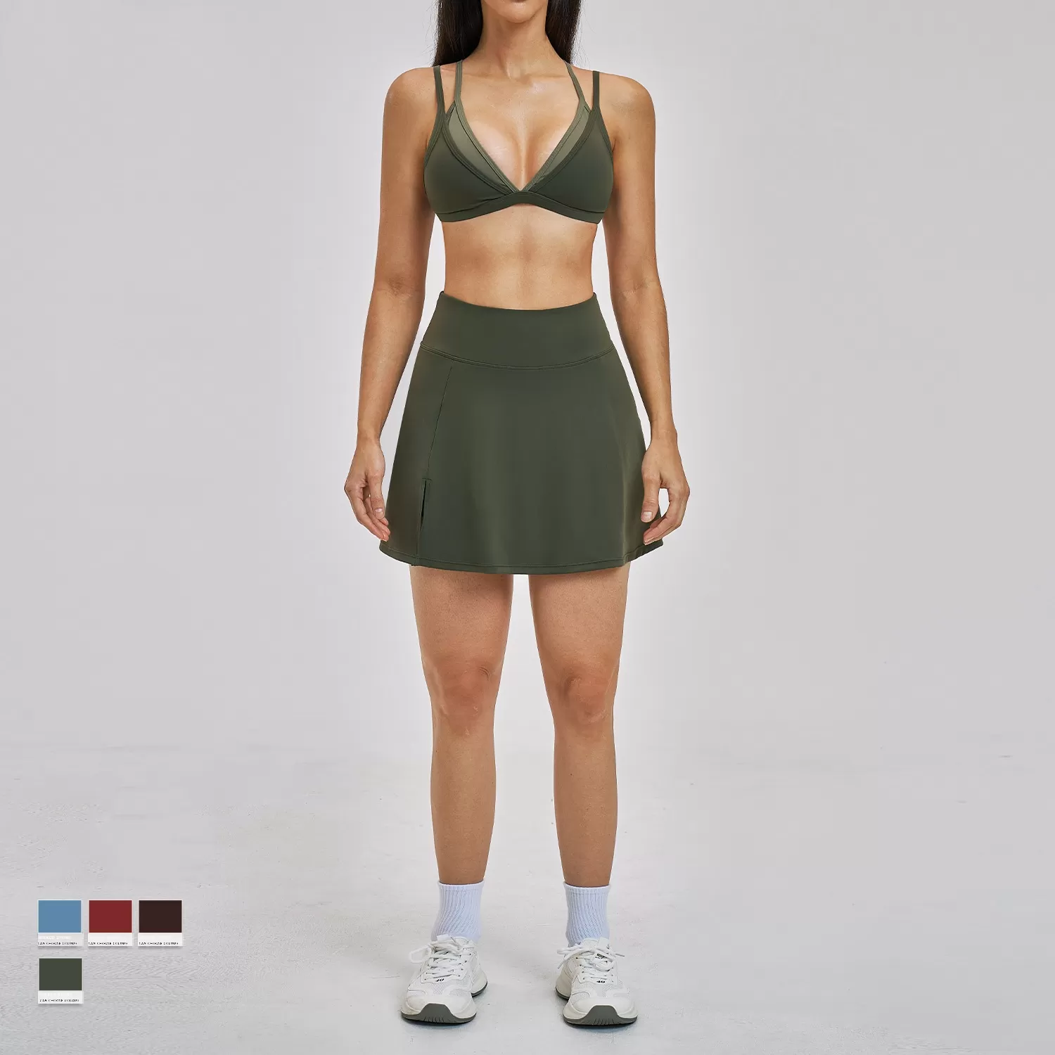 Women Active Wear Yoga Bra and Shorts Set Casual Fitness Tennis Skirts Suits Yoga Sets FGBTZ6116