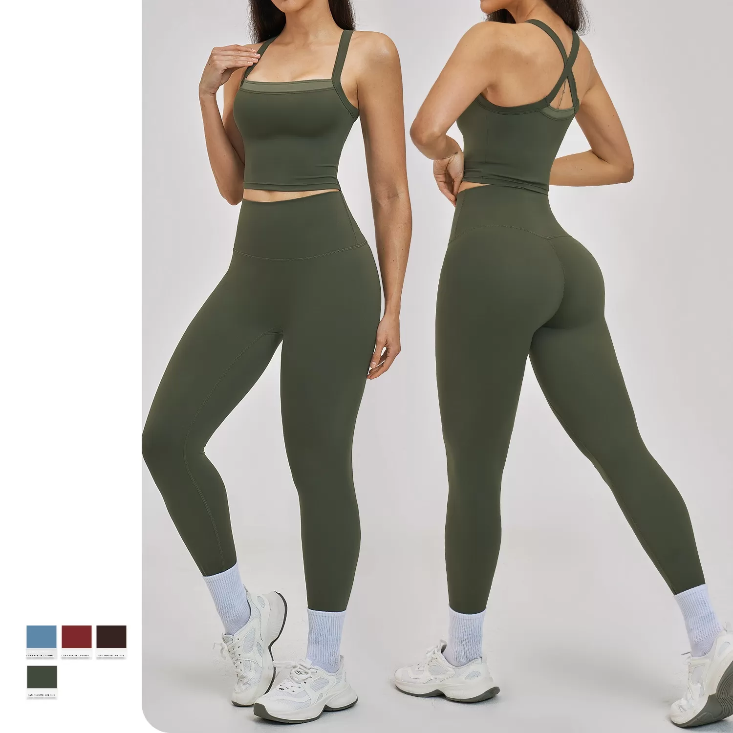 Womens Workout Clothing Sports Singlets Leggings 2 Piece Suit Gym Fitness Sets Yoga Set  FGBTZ6116