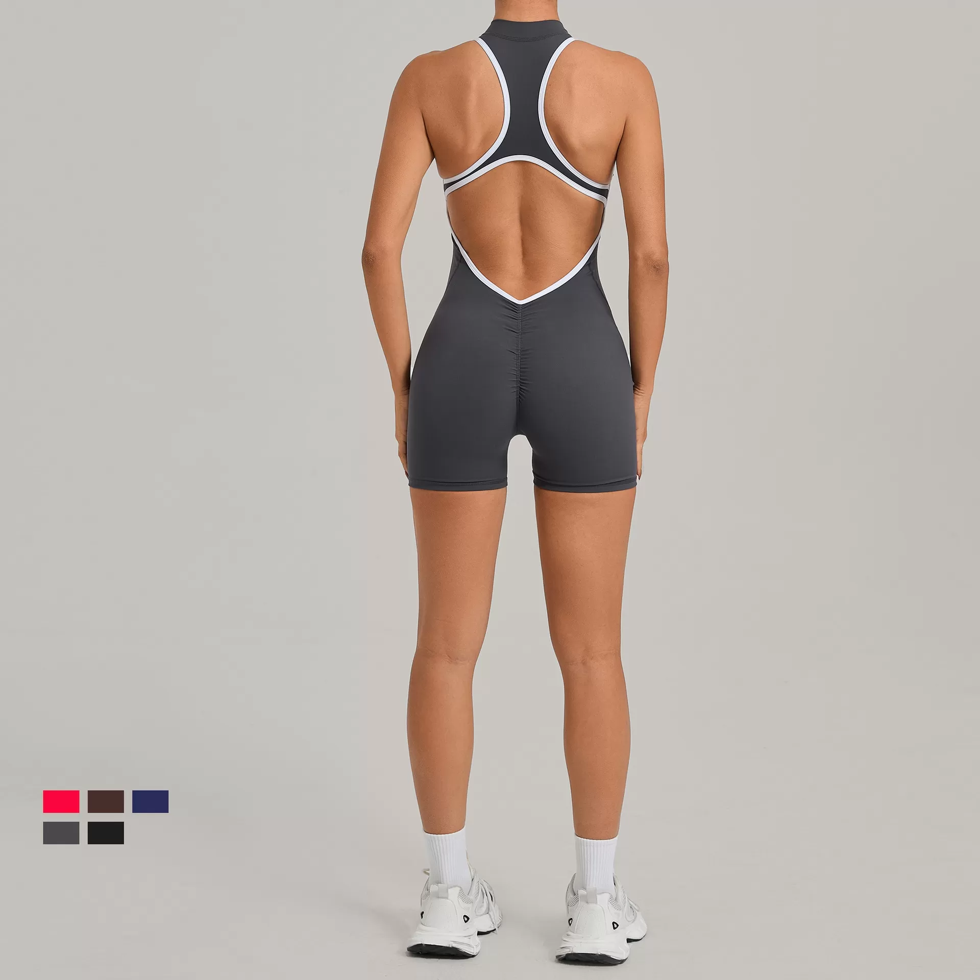 Jumpsuit One Piece Set Spring High-intensity Exercise Bodysuit With Zipper Gym Fitness Sets FGB2601