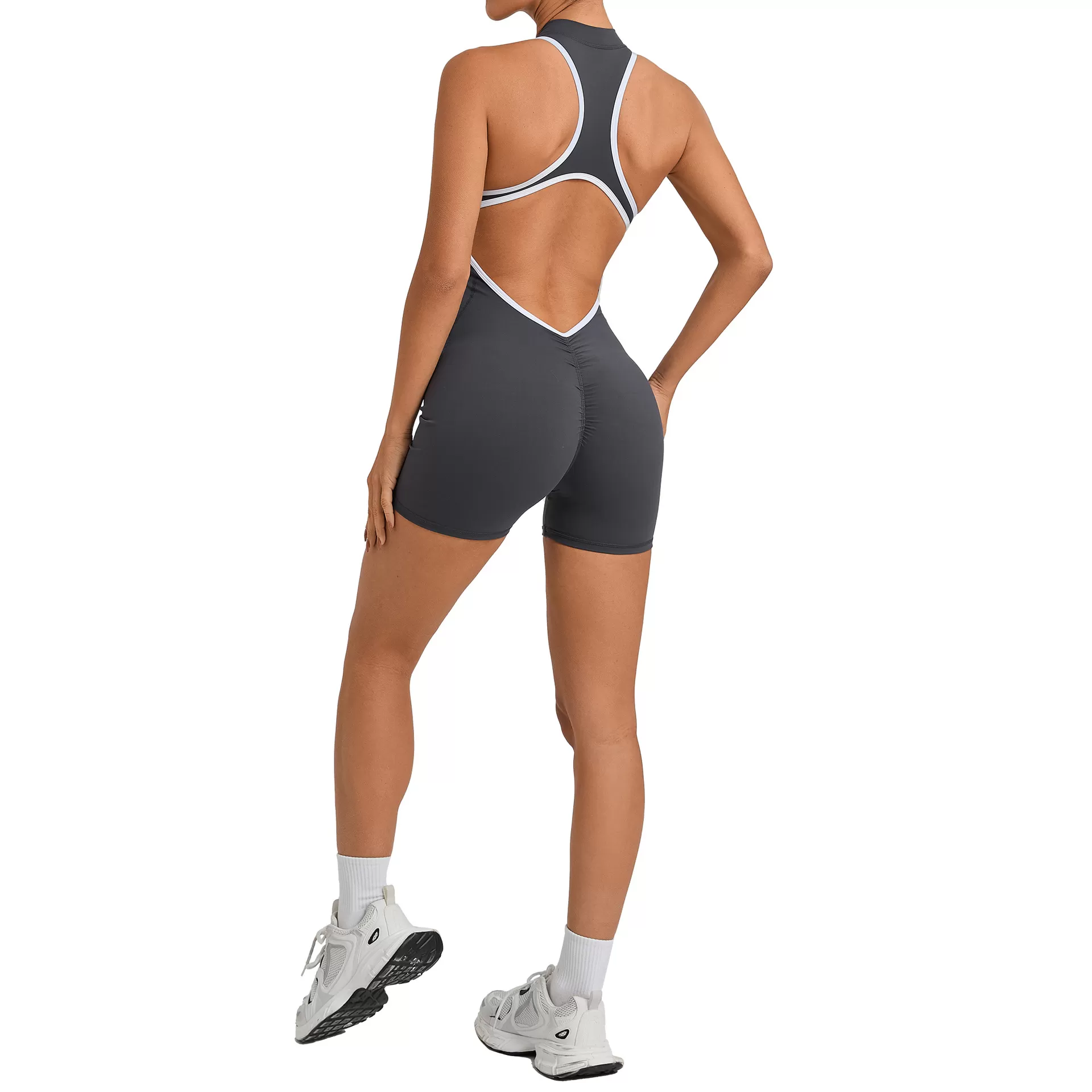 Jumpsuit One Piece Set Spring High-intensity Exercise Bodysuit With Zipper Gym Fitness Sets FGB2601