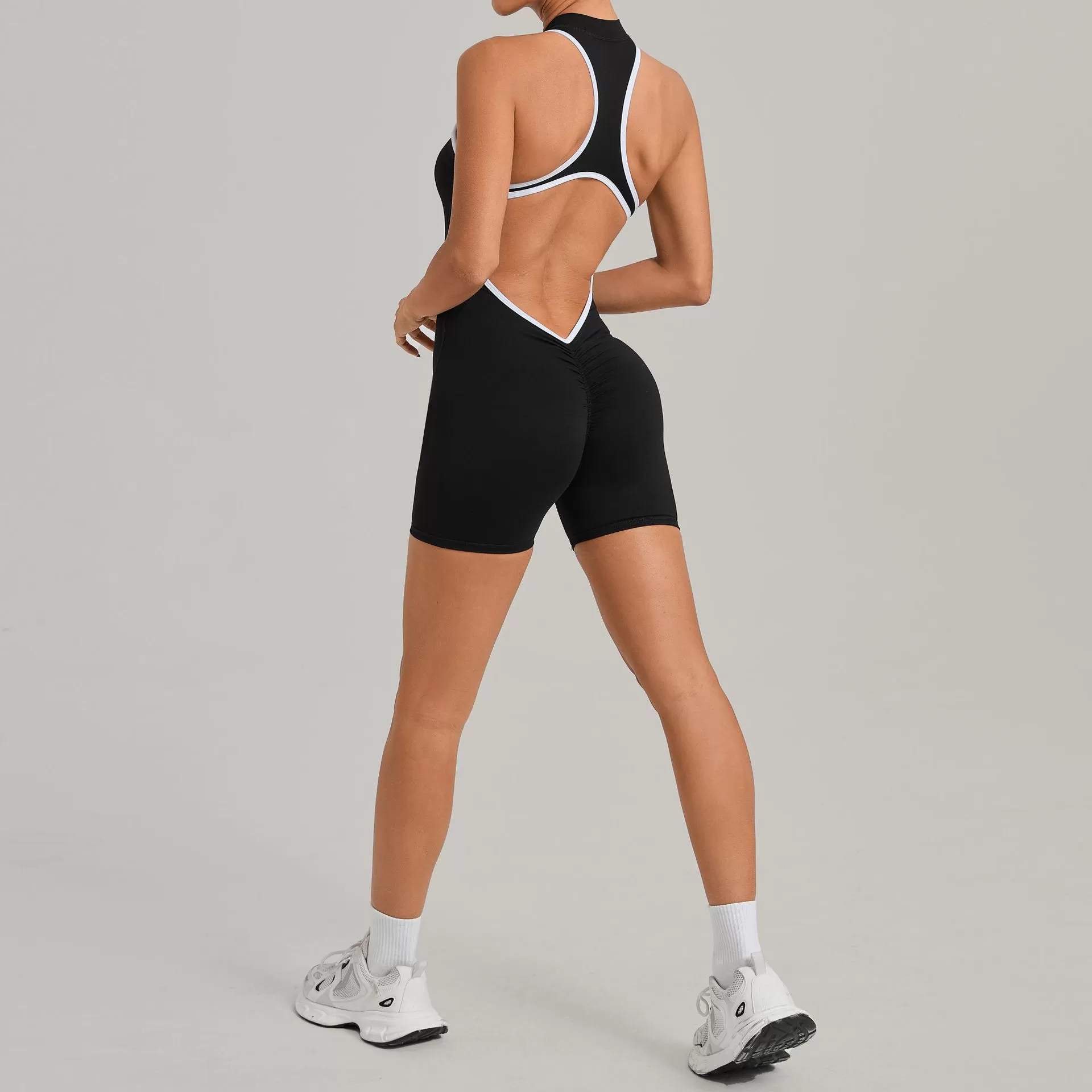 Jumpsuit One Piece Set Spring High-intensity Exercise Bodysuit With Zipper Gym Fitness Sets FGB2601