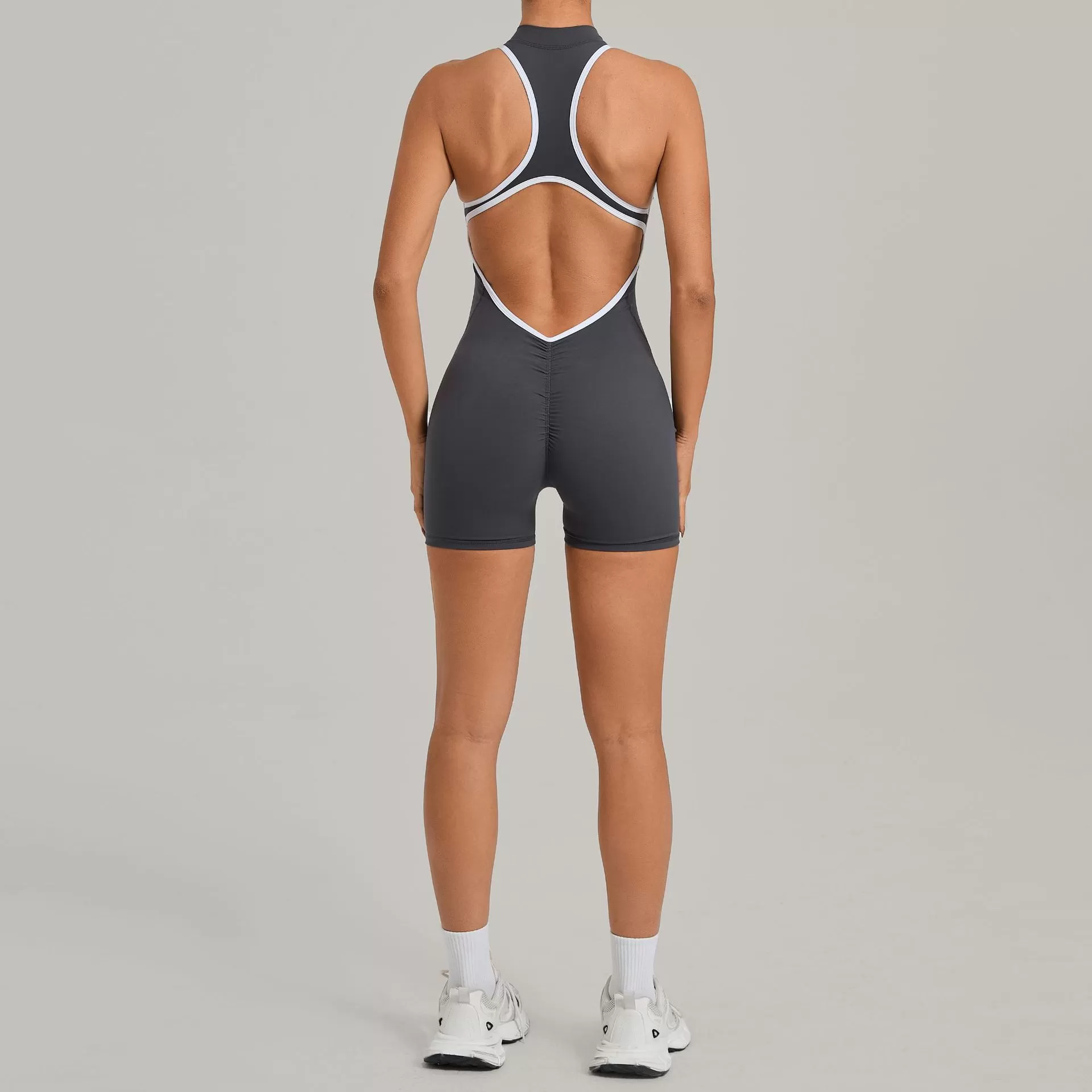 Jumpsuit One Piece Set Spring High-intensity Exercise Bodysuit With Zipper Gym Fitness Sets FGB2601