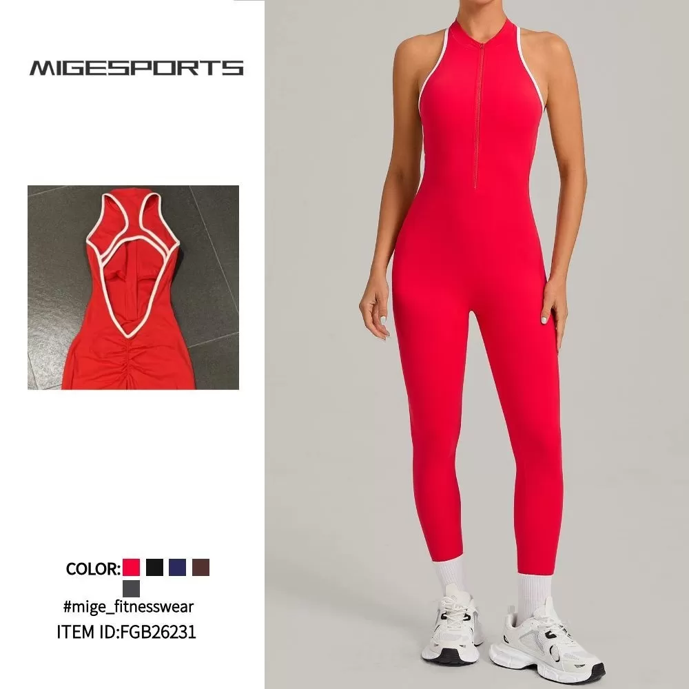Women's Gym Jumpsuit Zip up Sports Bodysuits Jumpsuits Activewear Yoga Jumpsuits One Piece FGB26231
