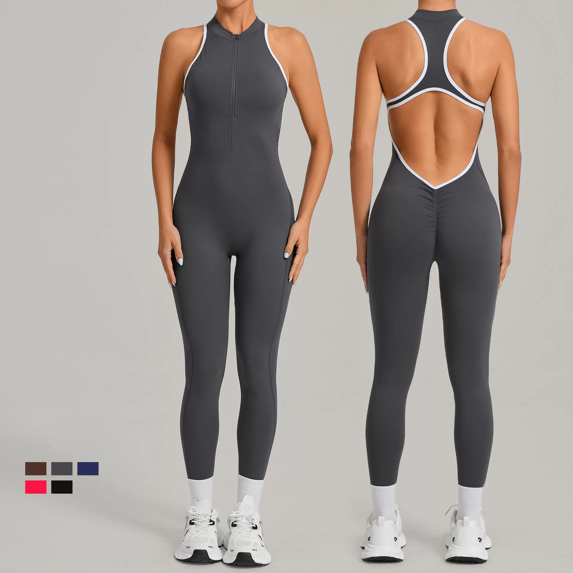 Women's Gym Jumpsuit Zip up Sports Bodysuits Jumpsuits Activewear Yoga Jumpsuits One Piece FGB26231