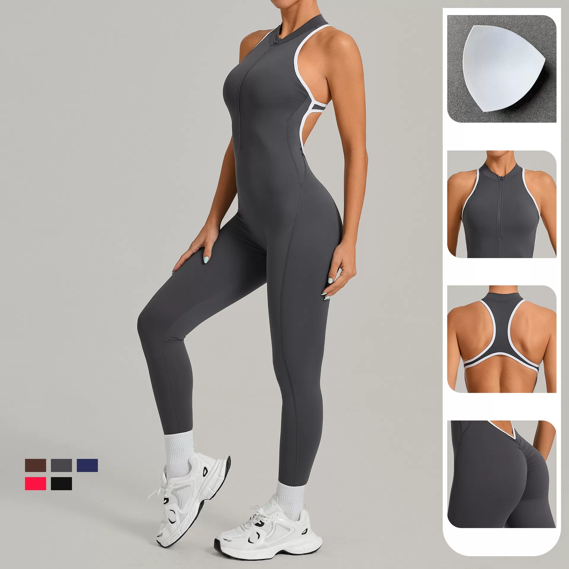 Women's Gym Jumpsuit Zip up Sports Bodysuits Jumpsuits Activewear Yoga Jumpsuits One Piece FGB26231