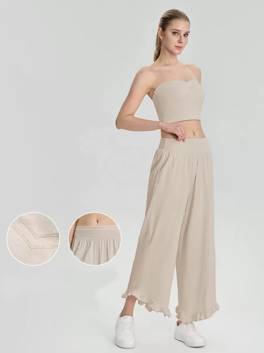 New Gym Fitness Sets Breathable Strapless Bandeau Sports Bra and Pants Yoga Two Piece Set for Women FGB62107+62308