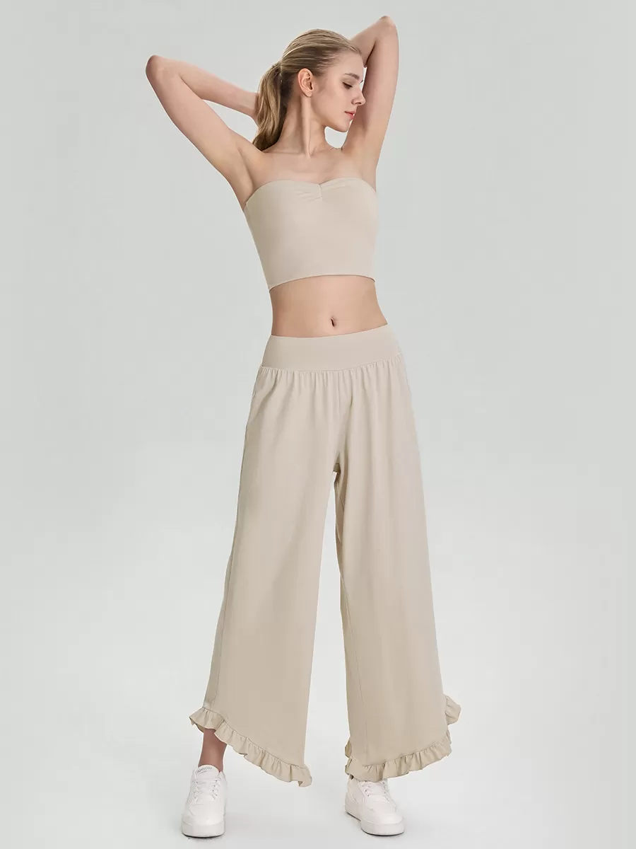 New Gym Fitness Sets Breathable Strapless Bandeau Sports Bra and Pants Yoga Two Piece Set for Women FGB62107+62308