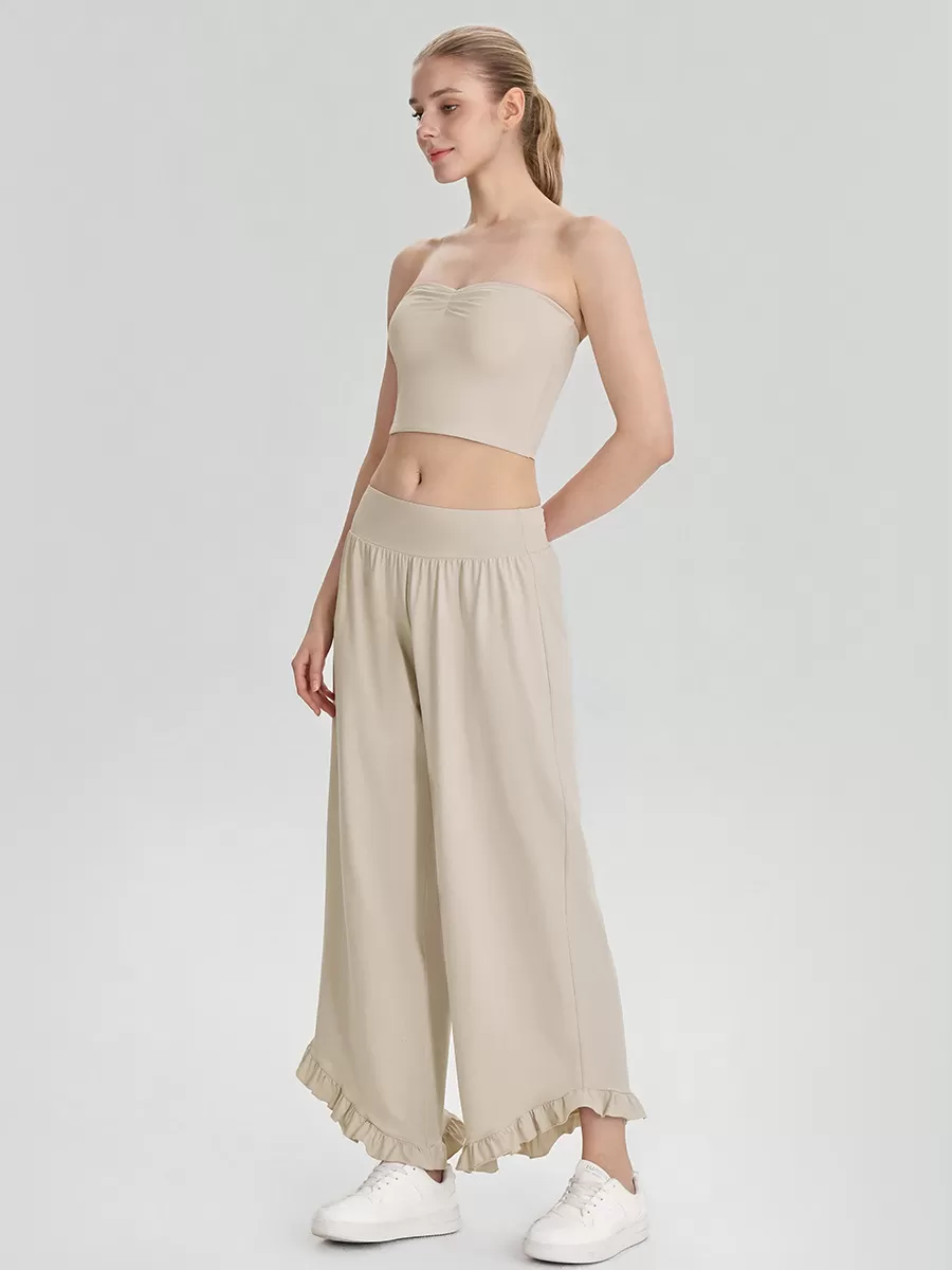 New Gym Fitness Sets Breathable Strapless Bandeau Sports Bra and Pants Yoga Two Piece Set for Women FGB62107+62308