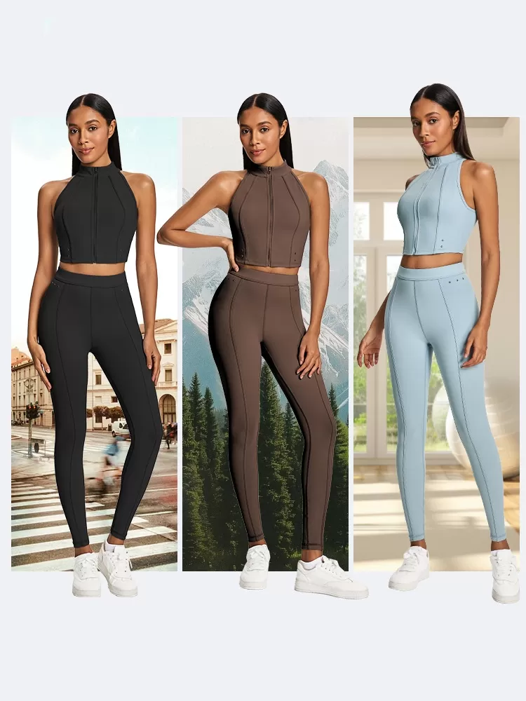 Women Gym Apparel Yoga Suit Tank Crop Top and Leggings Sets Summer Activewear Training Wear Ladies Gym Fitness Clothes FGBKD245WCB305+KD245WCL910