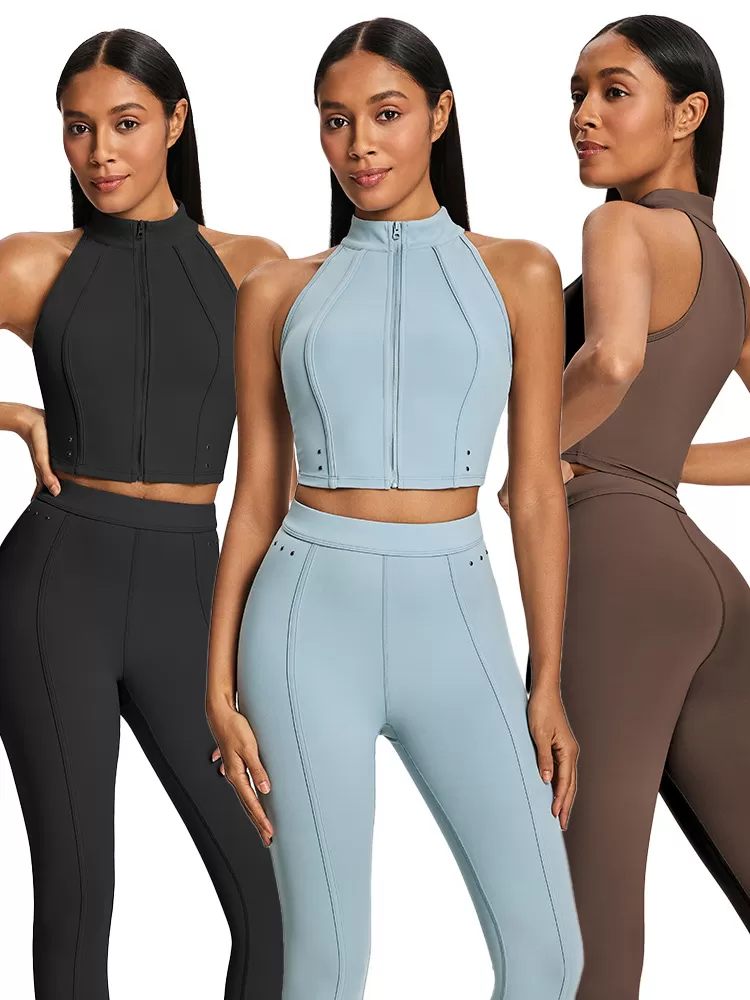 Women Gym Apparel Yoga Suit Tank Crop Top and Leggings Sets Summer Activewear Training Wear Ladies Gym Fitness Clothes FGBKD245WCB305+KD245WCL910