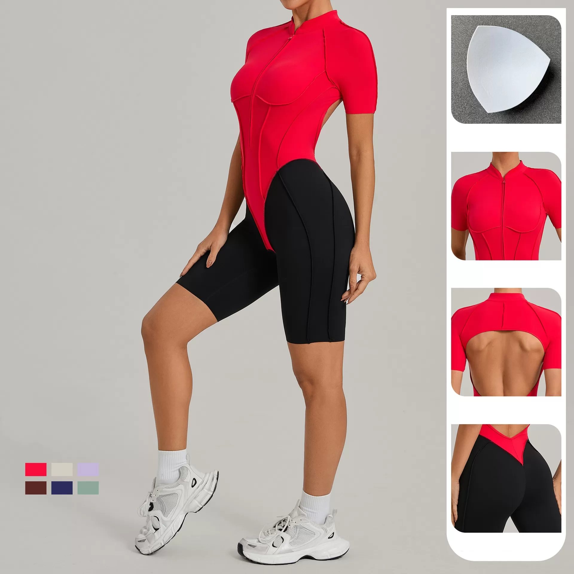 Gym Fitness Set One Piece Activewear Yoga Wear Front Zipper Sportswear One Piece Women Jumpsuit Women'S Bodysuits FGB15573