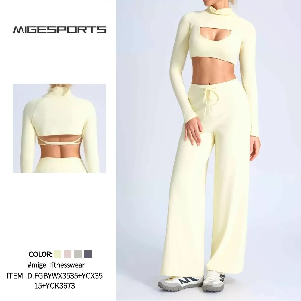 Workout Sets for Women 3 Piece Yoga Outfits Breathable High Waisted Yoga Sets FGBYWX3535+YCX3515+YCK3673