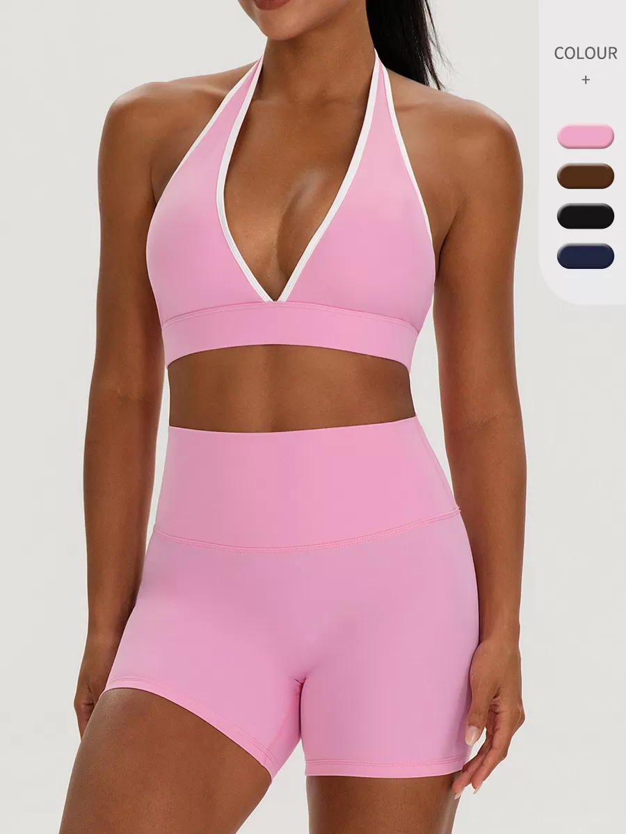 Women 2-Piece Fitness Yoga Shorts Wear Sports Bra Yoga Sets with the Yoga Wear FGB62718+62419