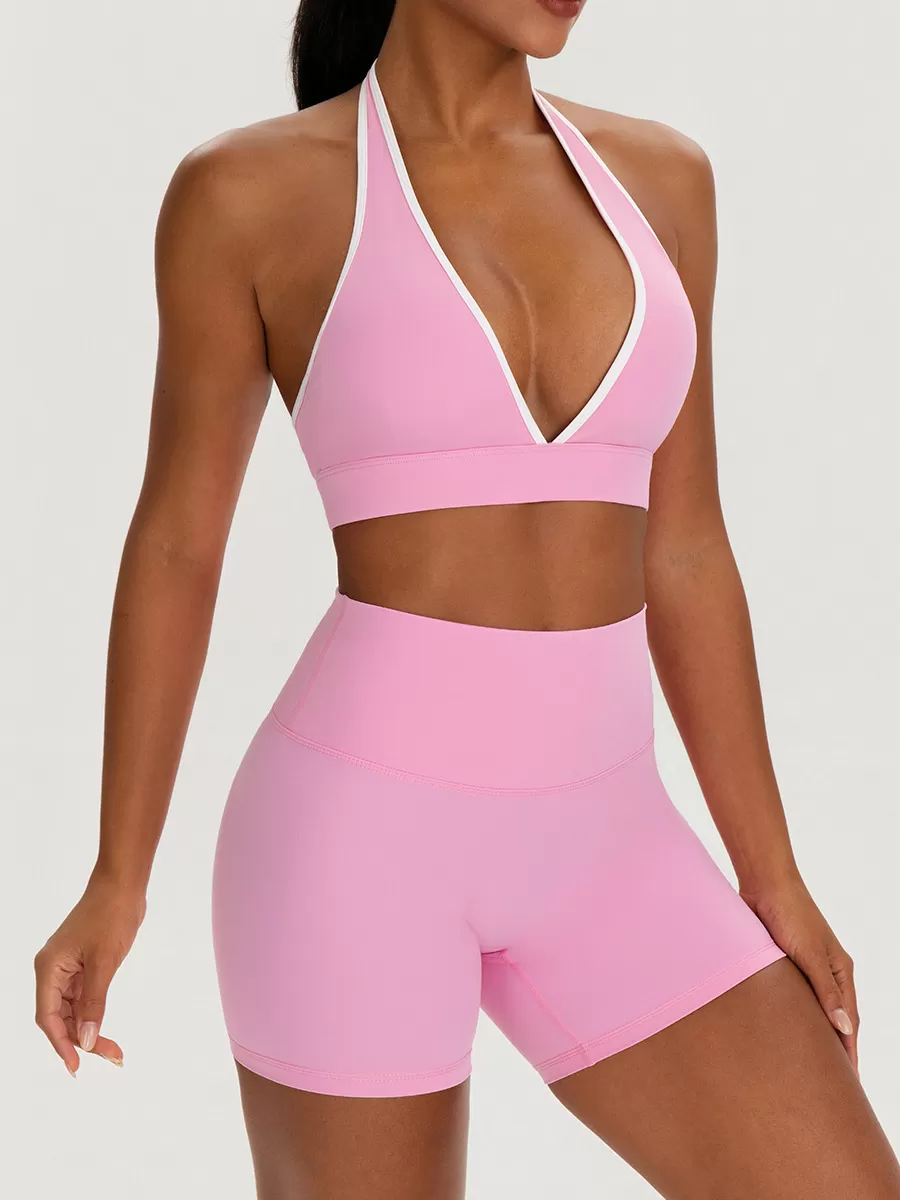 Women 2-Piece Fitness Yoga Shorts Wear Sports Bra Yoga Sets with the Yoga Wear FGB62718+62419