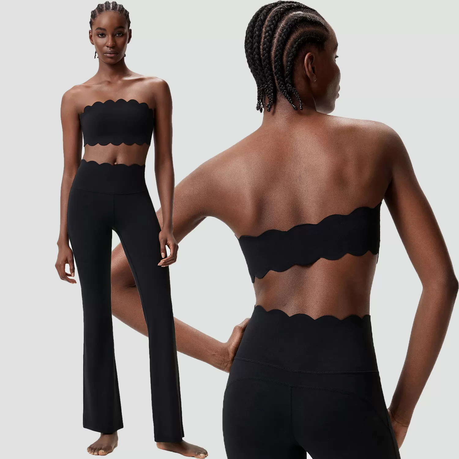 Activewear Two Piece Gym Sports Workout Wear Custom Logo Active Wear Gym Fitness Clothes Yoga Set Women FGBYB608+LP641