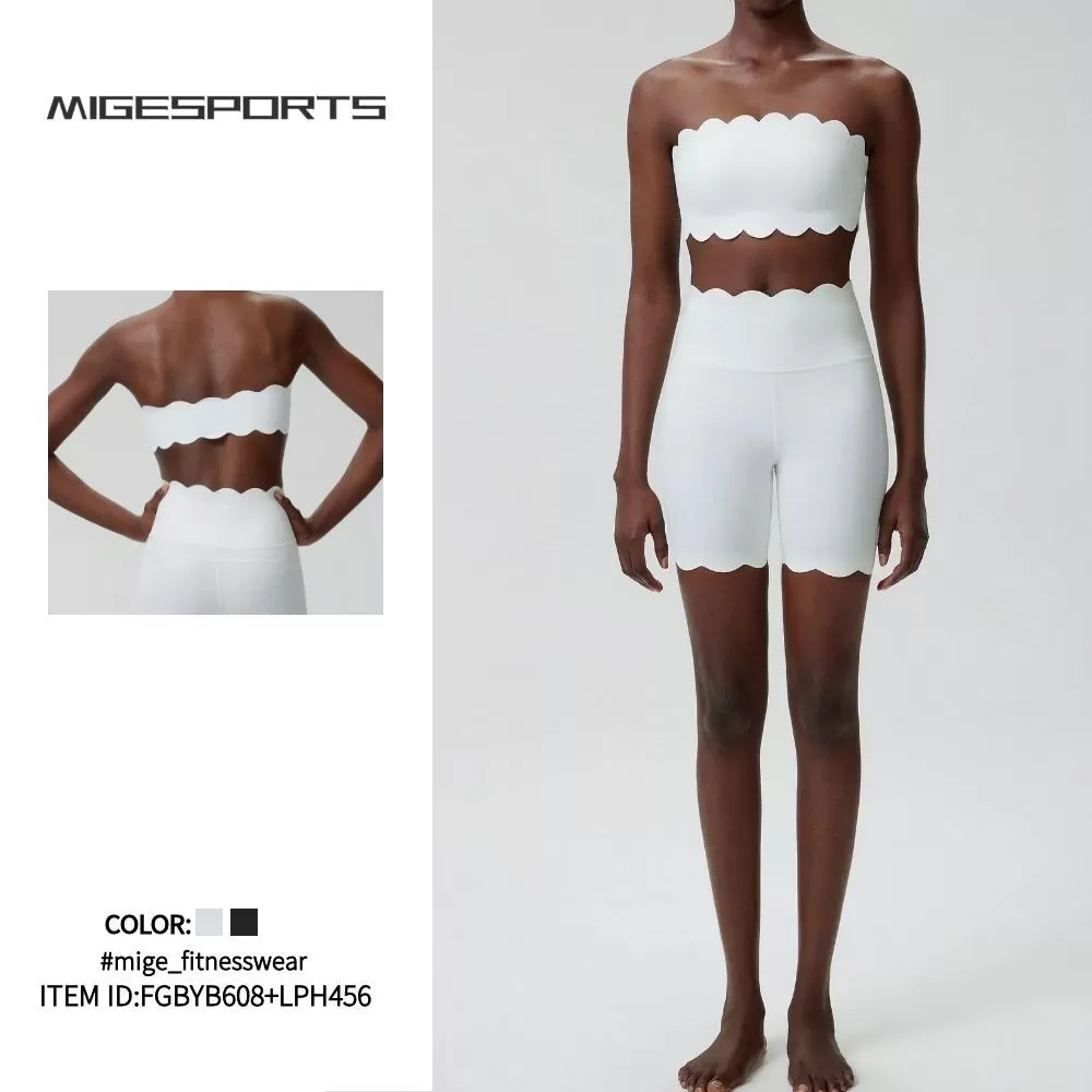 Women's Solid Yoga Gym Fitness Clothing Set Quick Dry Breathable Yoga Shorts Sports Bra Sets FGBYB608+LPH456