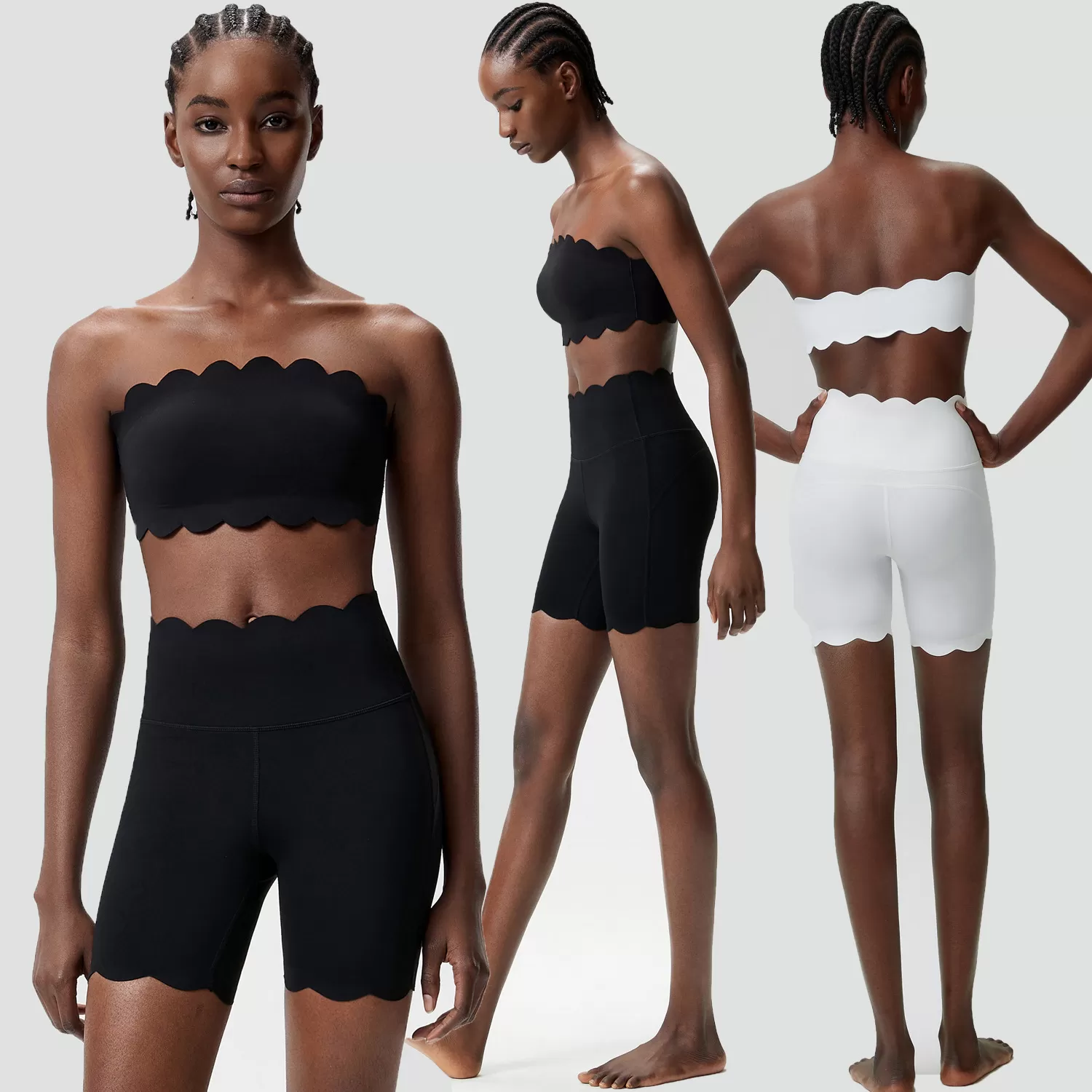 Women's Solid Yoga Gym Fitness Clothing Set Quick Dry Breathable Yoga Shorts Sports Bra Sets FGBYB608+LPH456