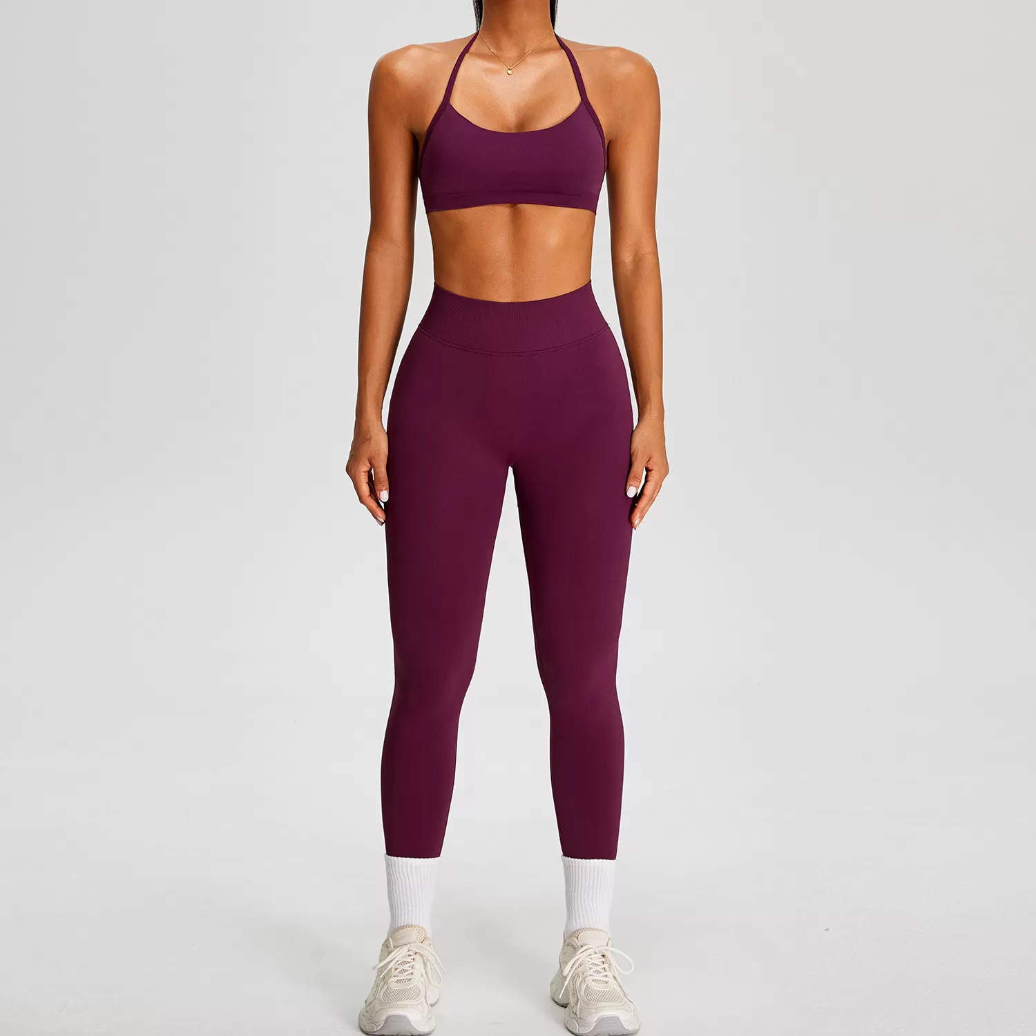 Women's Gym Fitness Sets Seamless Yoga Sports Workout Wear Solid 2-Piece Spandex/Nylon FGBMS0228Y