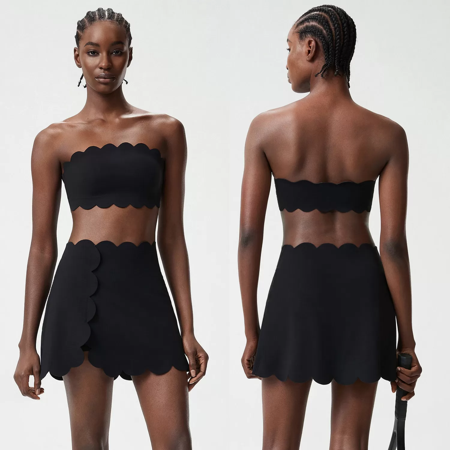 New Casual Yoga Set with Short Skirt with Pockets and Sports Bra for Workout Set FGBYB608+SP664