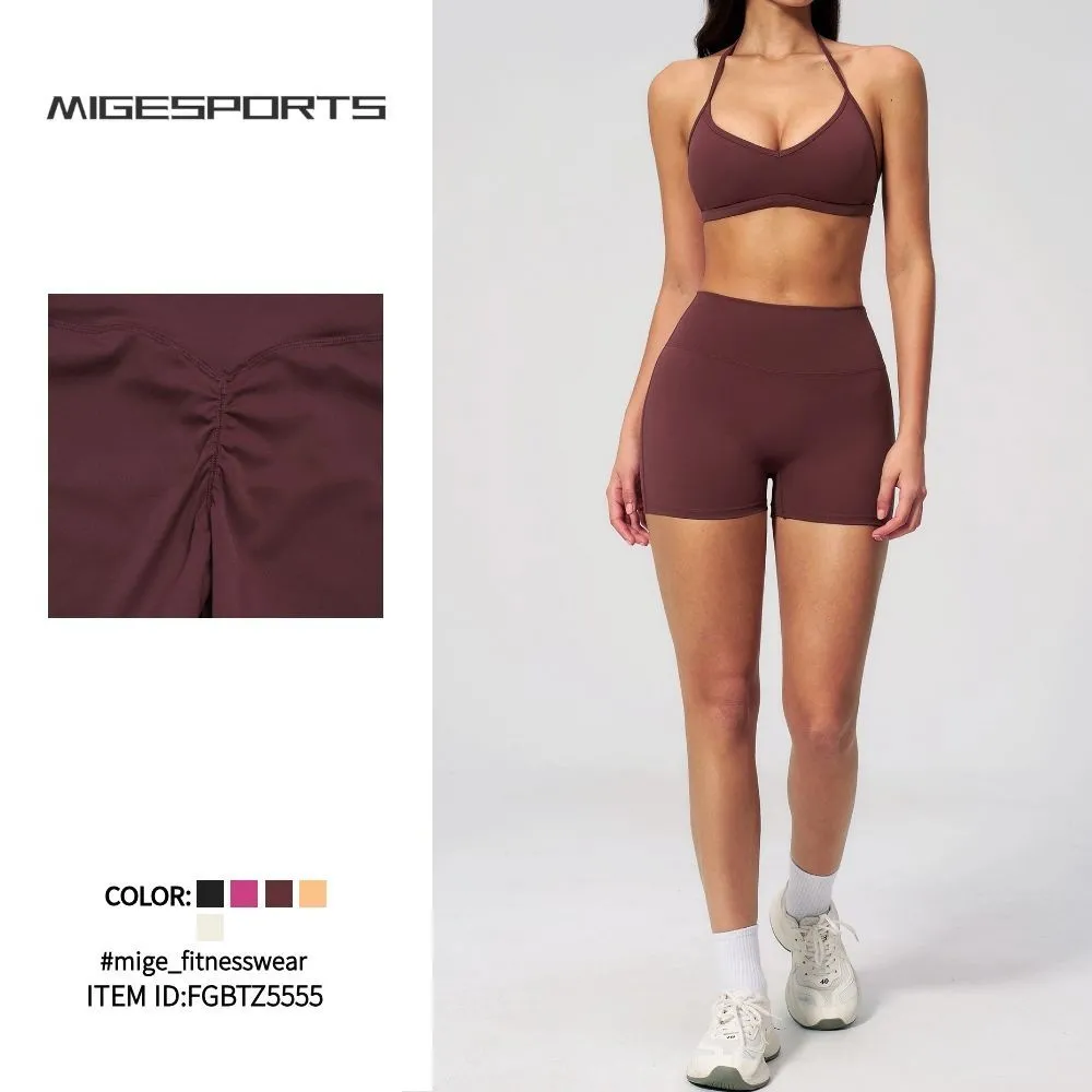 Women's Yoga Sets Solid Pattern High Waist Lightweight Nylon/Spandex 2-Piece FGBTZ5555