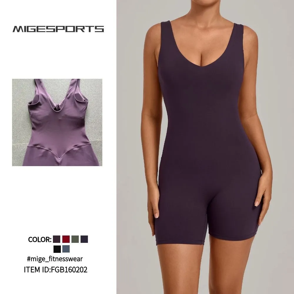 High Quality Women Backless Yoga Jumpsuit for Women Sleeveless High Waist Gym One Piece Activewear FGB16202