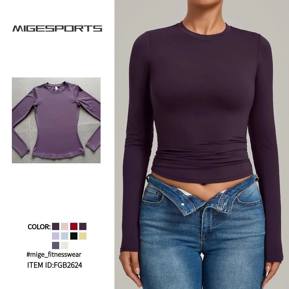 Women's Gym Wear New Design Yoga Top Quick-Drying Long Sleeves for Outdoor Running Breathable Sport Clothing FGB2624