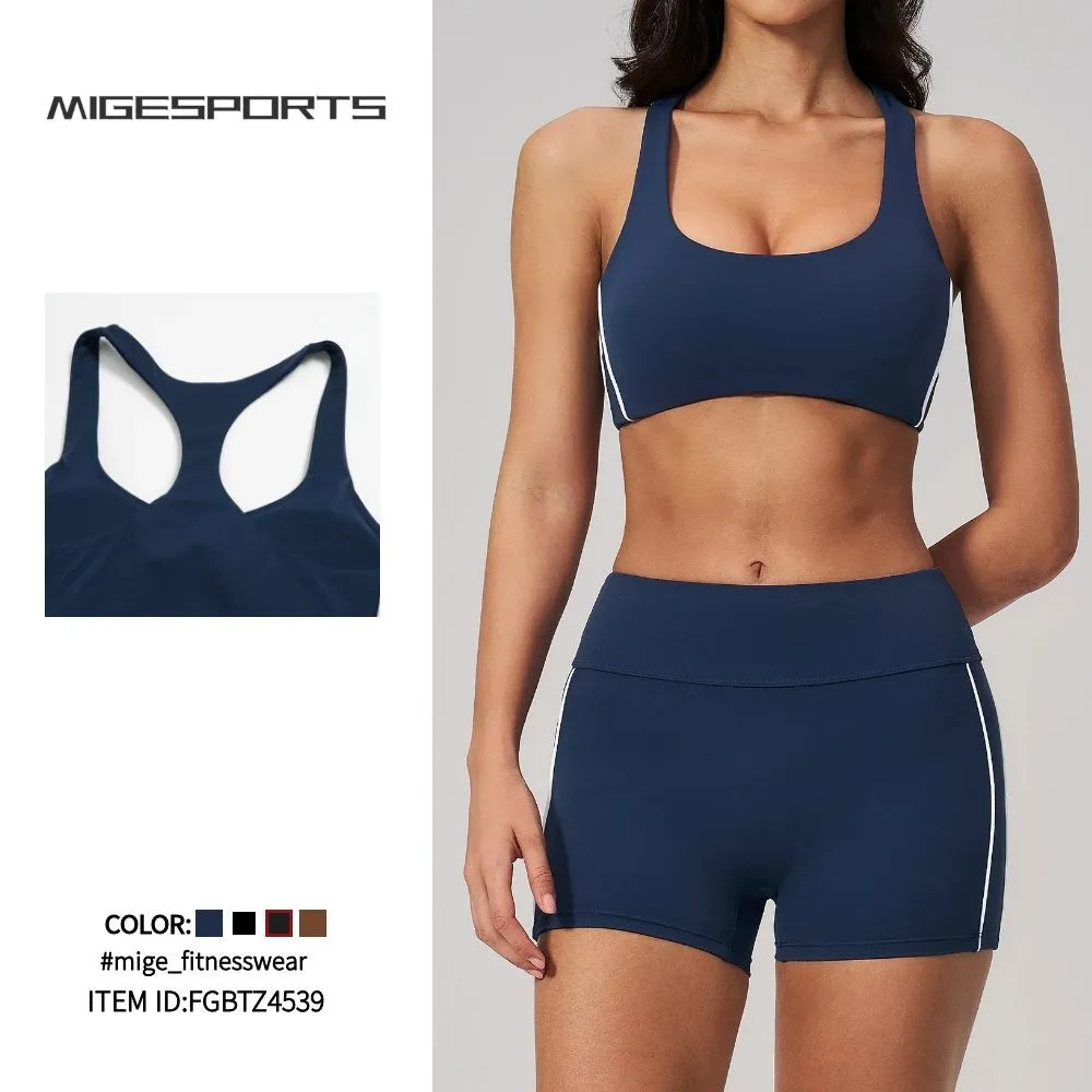 Gym Fitness Yoga Set Bra Shorts Women Quick Dry Outdoor Running Sportswear FGBTZ4539