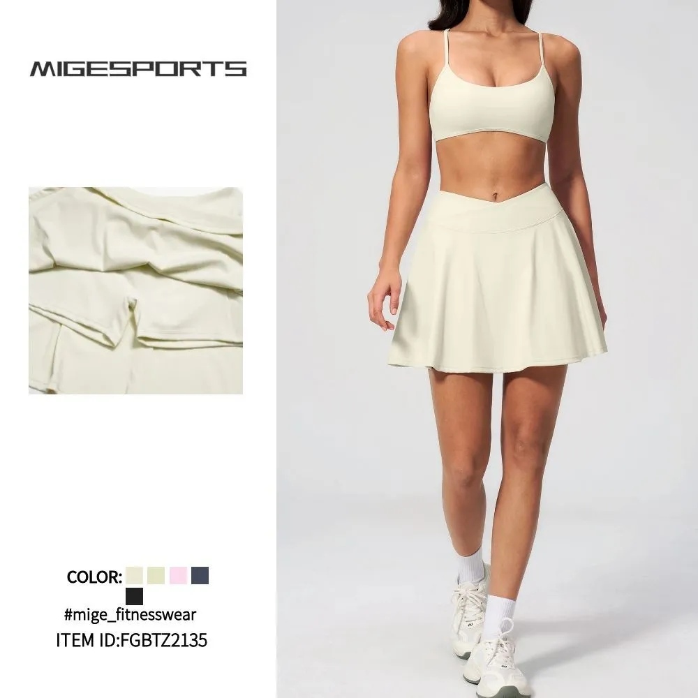 Yoga Set Sports Bra Shorts Tight High Elastic Breathable Gym Wear Women's 2-Piece Set Tennis Skirt FGBTZ2135