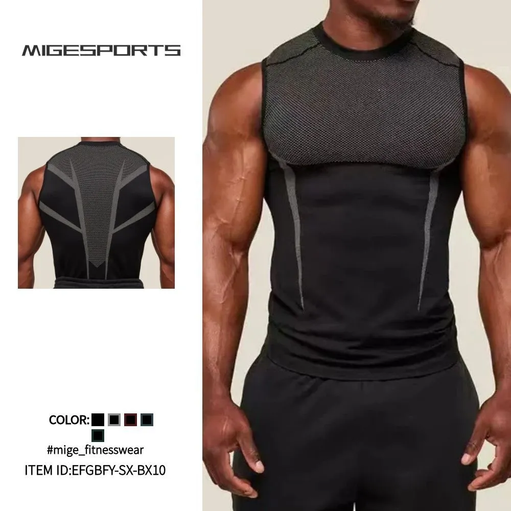 Men's Sports Vest Gym Fitness Wear Workout Tank Tops Athletic Training T-Shirts Breathable Bodybuilding Sleeveless Shirts EFGBFY-SX-BX10