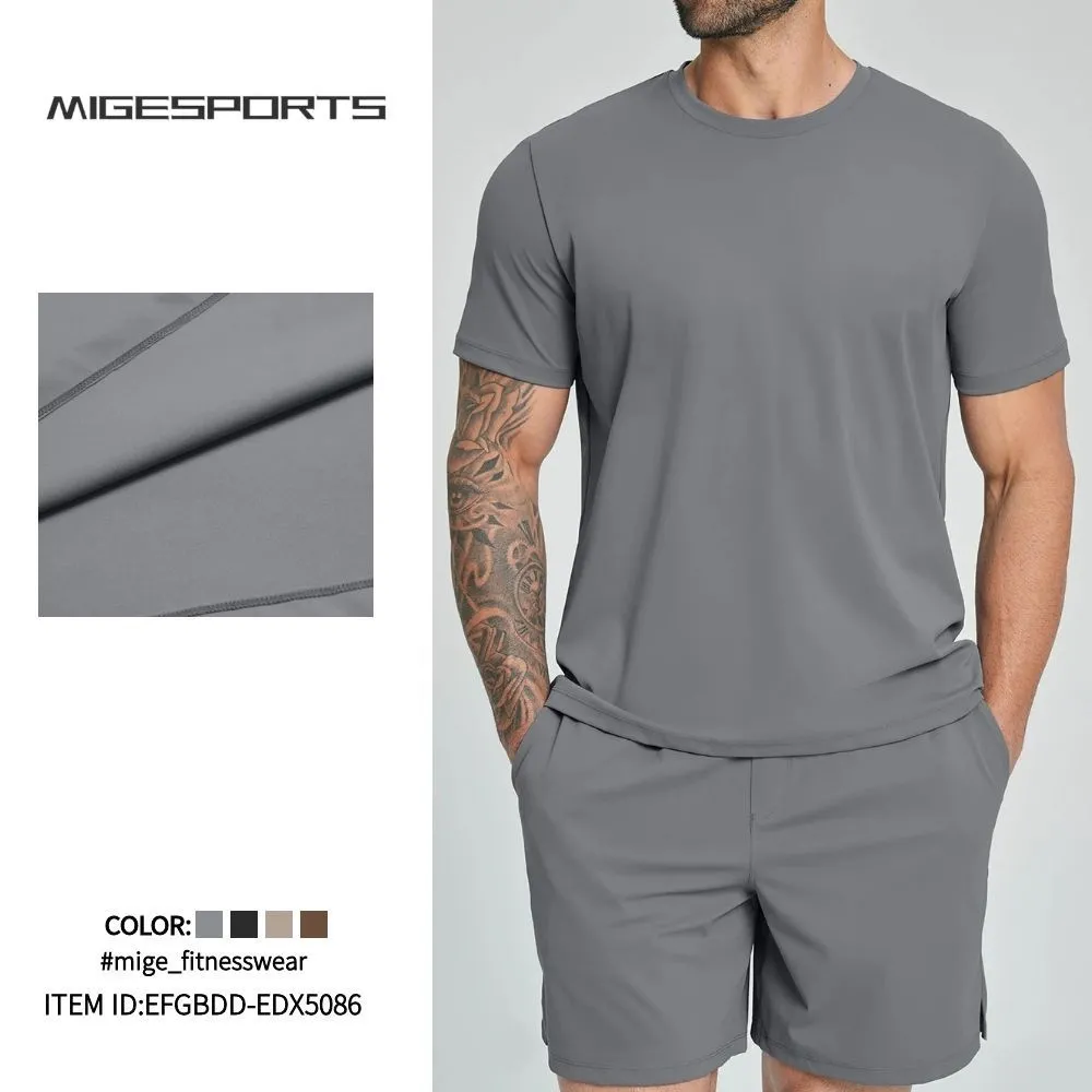 Men's Running Shirt Solid Color Short Sleeve Gym Sport Tees Fitness Workout Training EFGBDD-EDX5086
